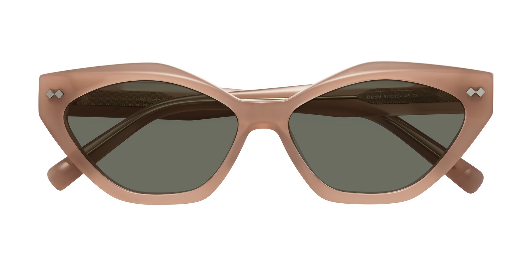 Folded Front of Delphi in Peach with Gray Polarized Lenses