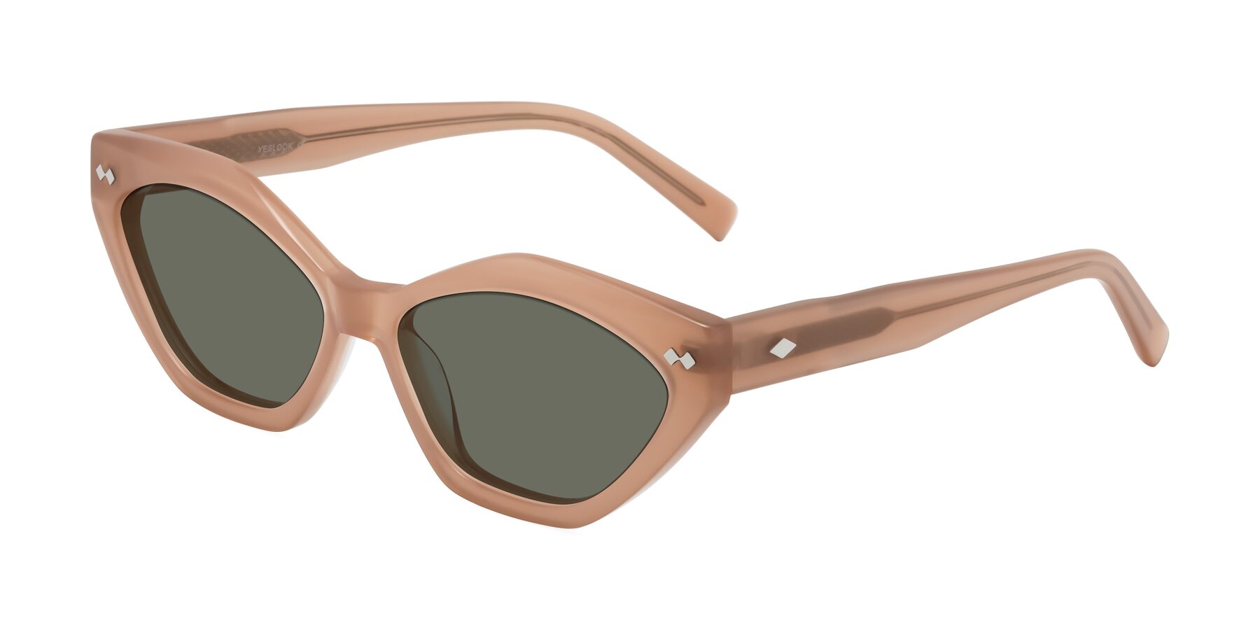 Angle of Delphi in Peach with Gray Polarized Lenses