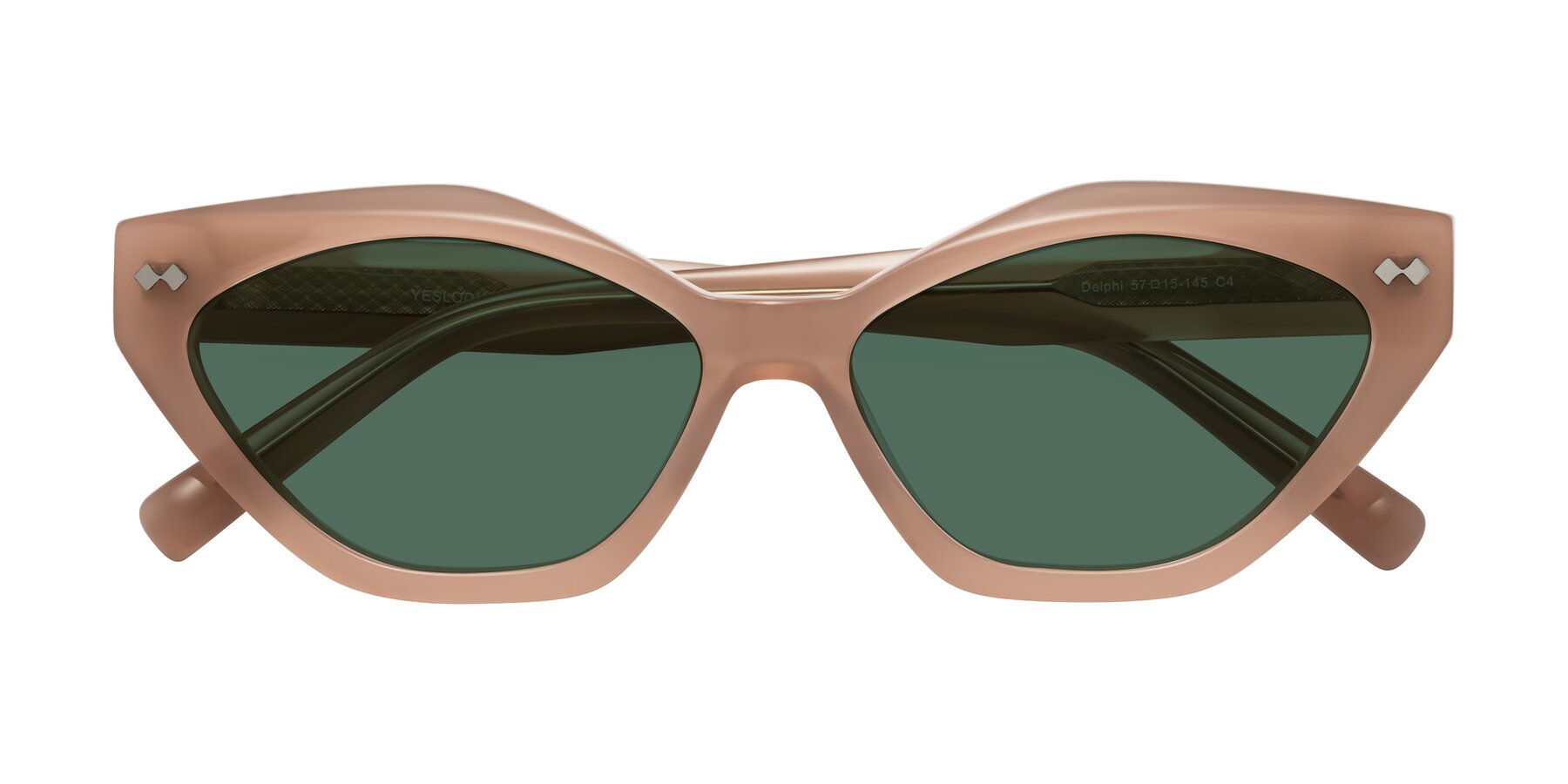 Folded Front of Delphi in Peach with Green Polarized Lenses