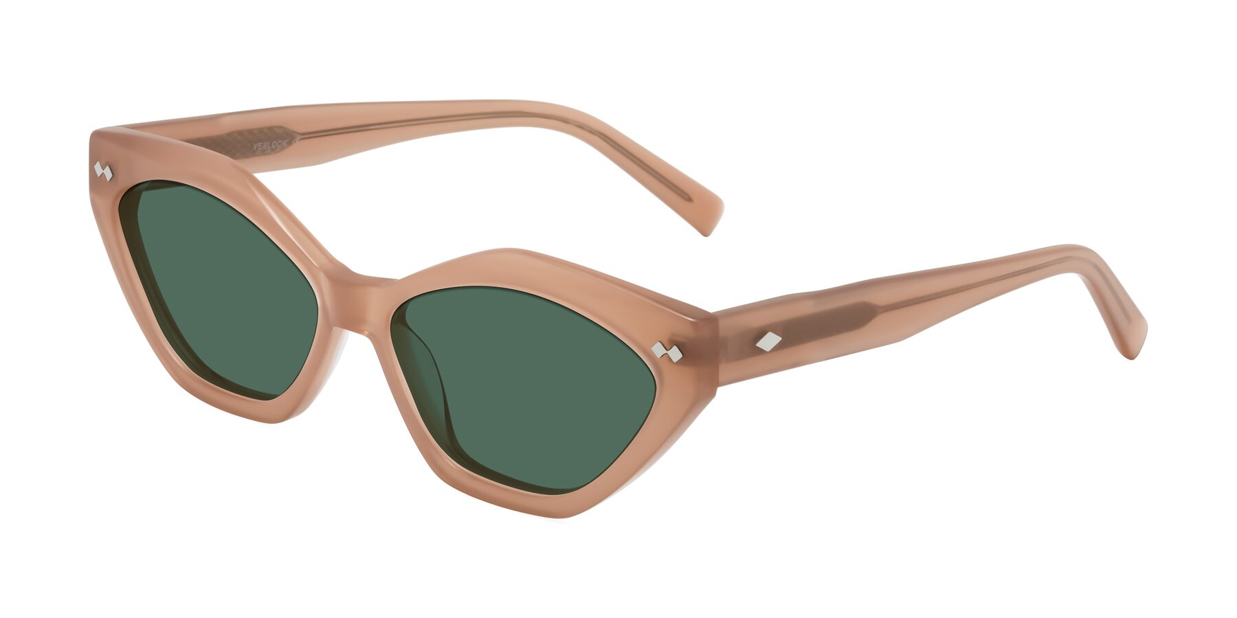 Angle of Delphi in Peach with Green Polarized Lenses