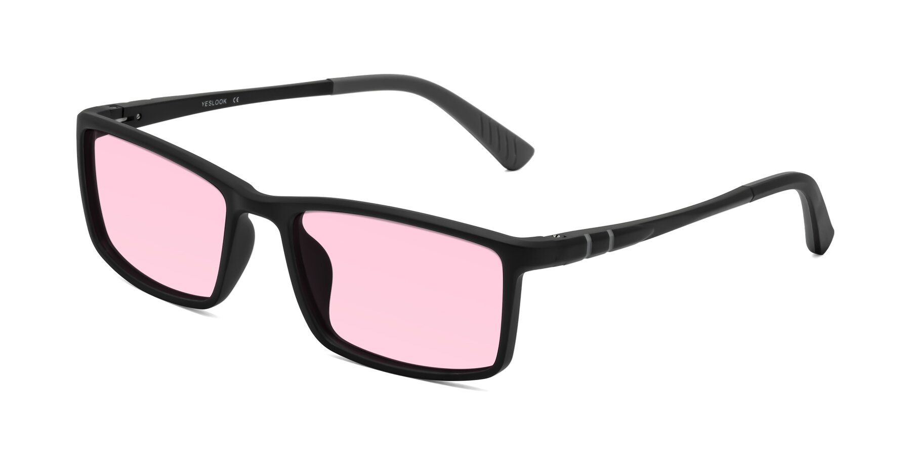 Angle of Kordii in Matte Black-Gray with Light Pink Tinted Lenses