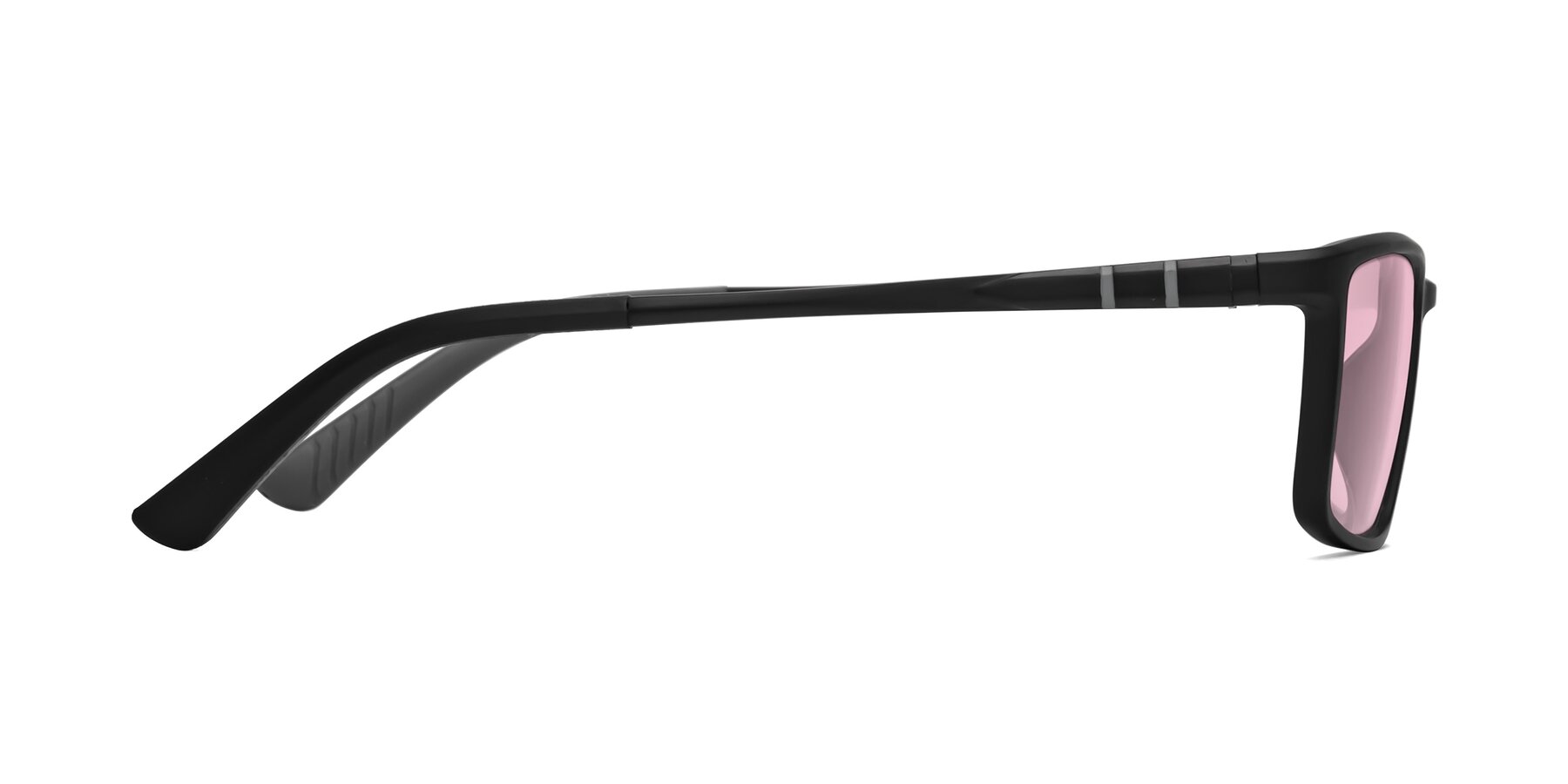 Side of Kordii in Matte Black-Gray with Light Pink Tinted Lenses