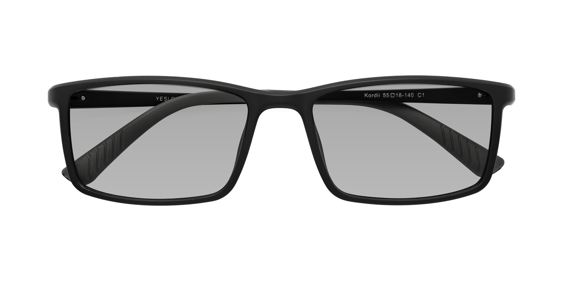 Folded Front of Kordii in Matte Black-Gray with Light Gray Tinted Lenses