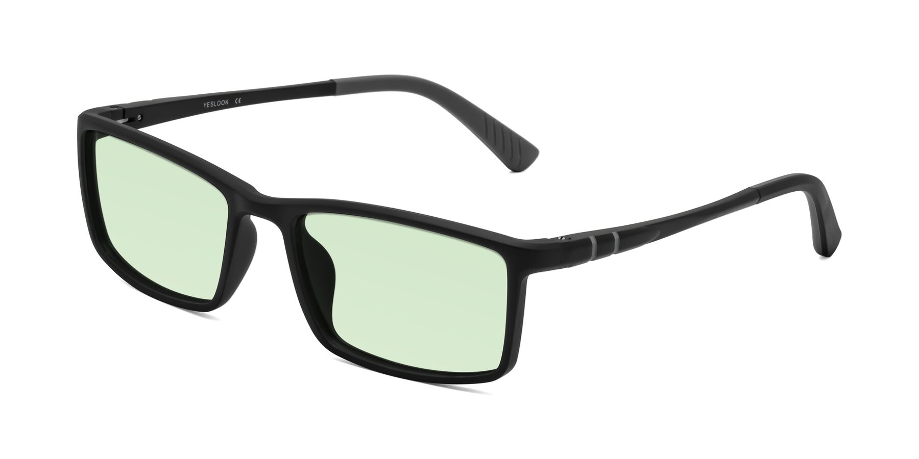 Angle of Kordii in Matte Black-Gray with Light Green Tinted Lenses