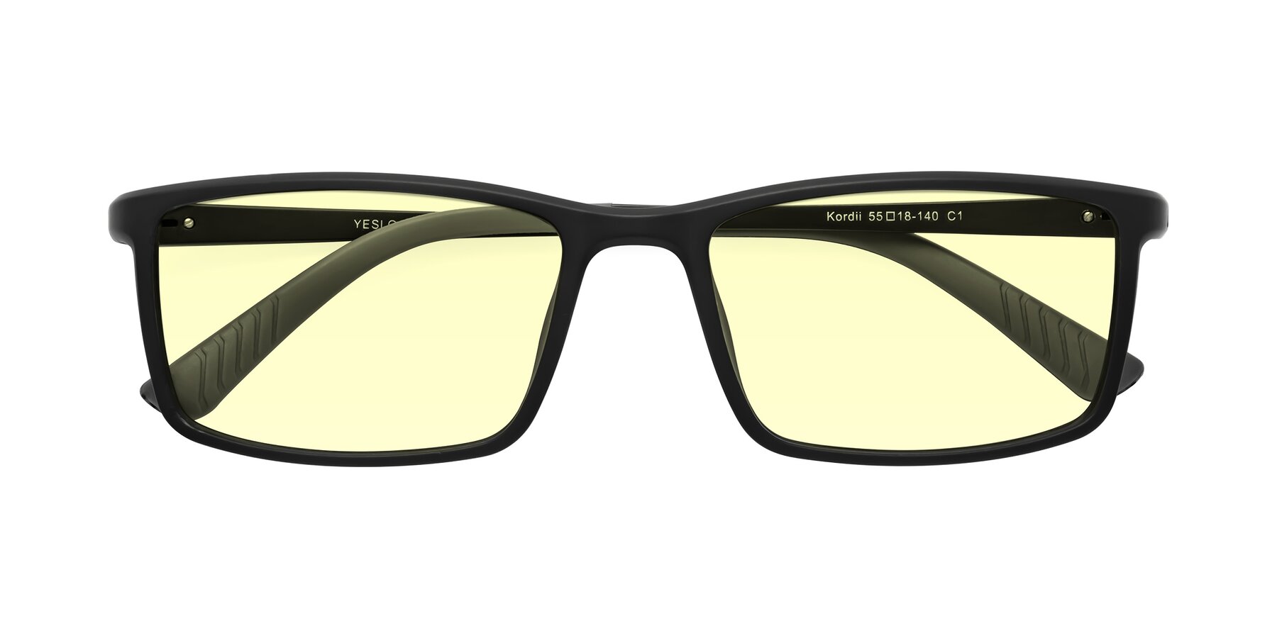 Folded Front of Kordii in Matte Black-Gray with Light Yellow Tinted Lenses