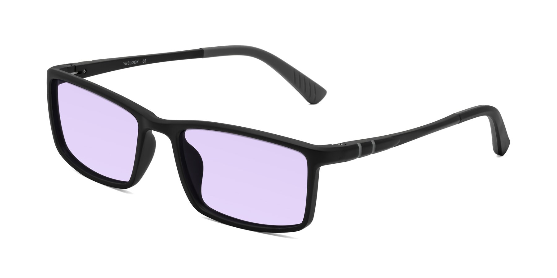 Angle of Kordii in Matte Black-Gray with Light Purple Tinted Lenses