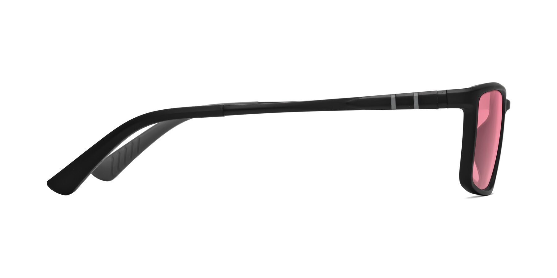 Side of Kordii in Matte Black-Gray with Pink Tinted Lenses