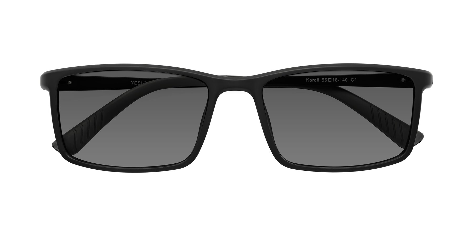 Folded Front of Kordii in Matte Black-Gray with Medium Gray Tinted Lenses