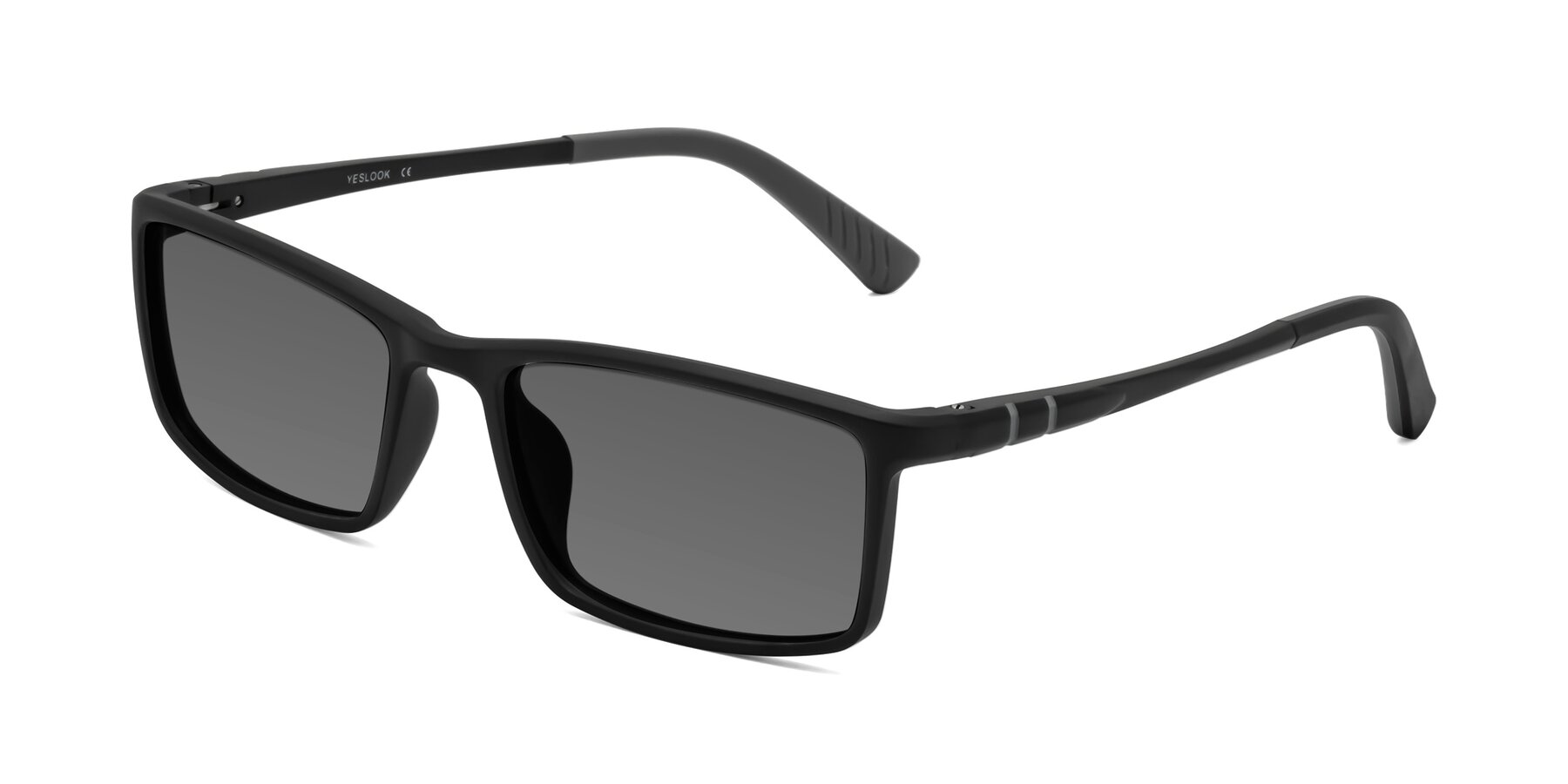 Angle of Kordii in Matte Black-Gray with Medium Gray Tinted Lenses