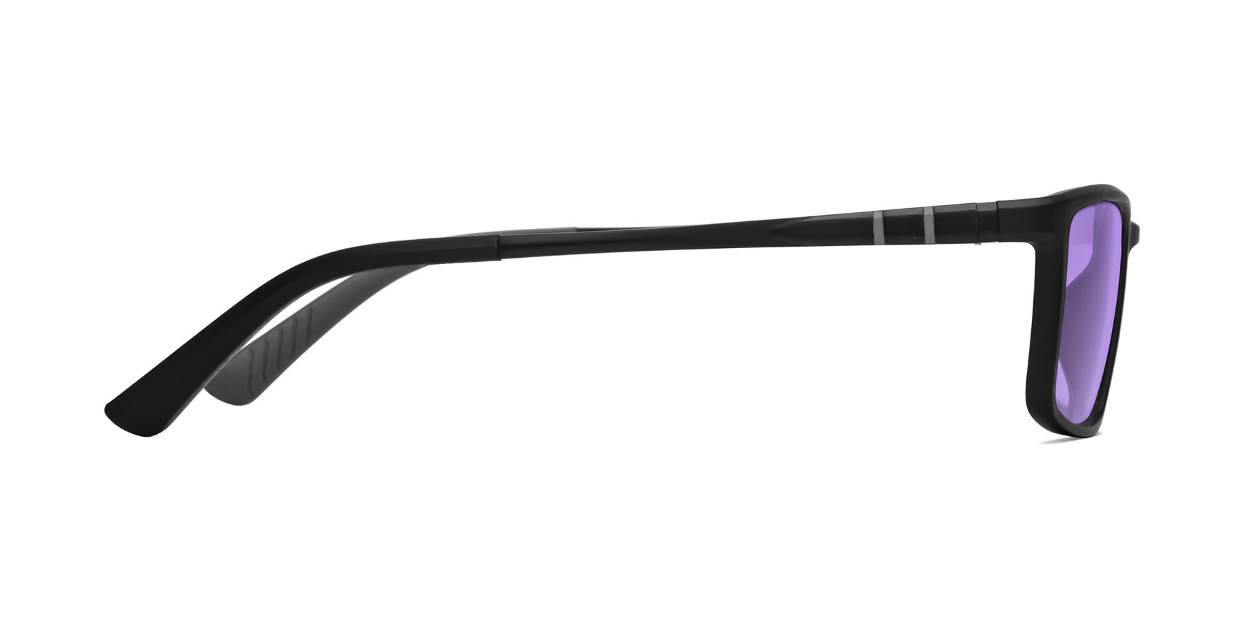 Side of Kordii in Matte Black-Gray with Medium Purple Tinted Lenses