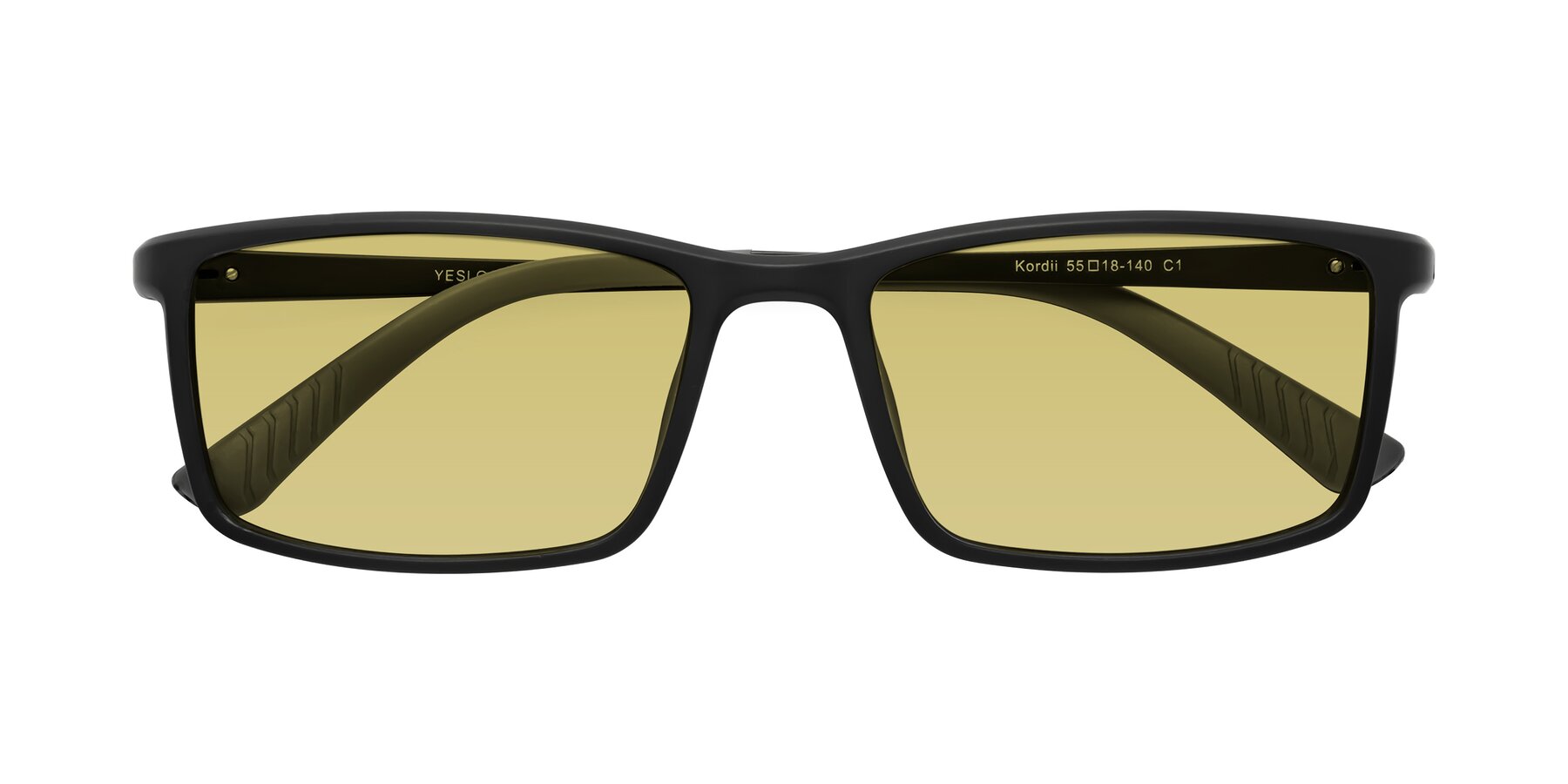 Folded Front of Kordii in Matte Black-Gray with Medium Champagne Tinted Lenses