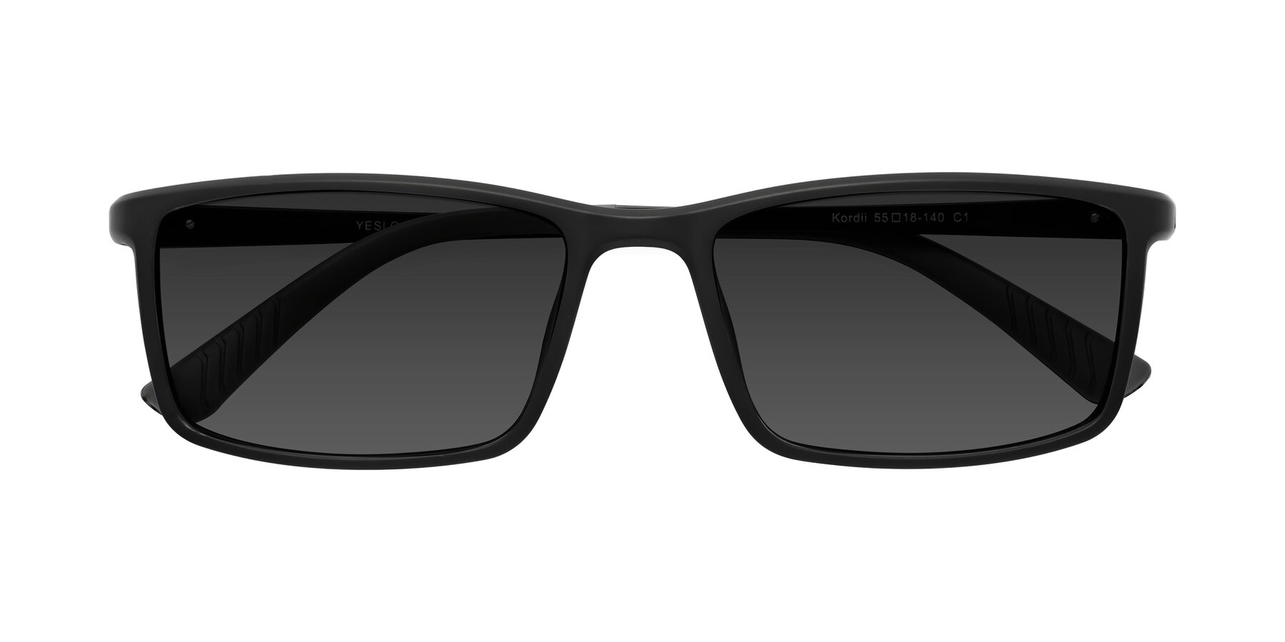 Folded Front of Kordii in Matte Black-Gray with Gray Tinted Lenses