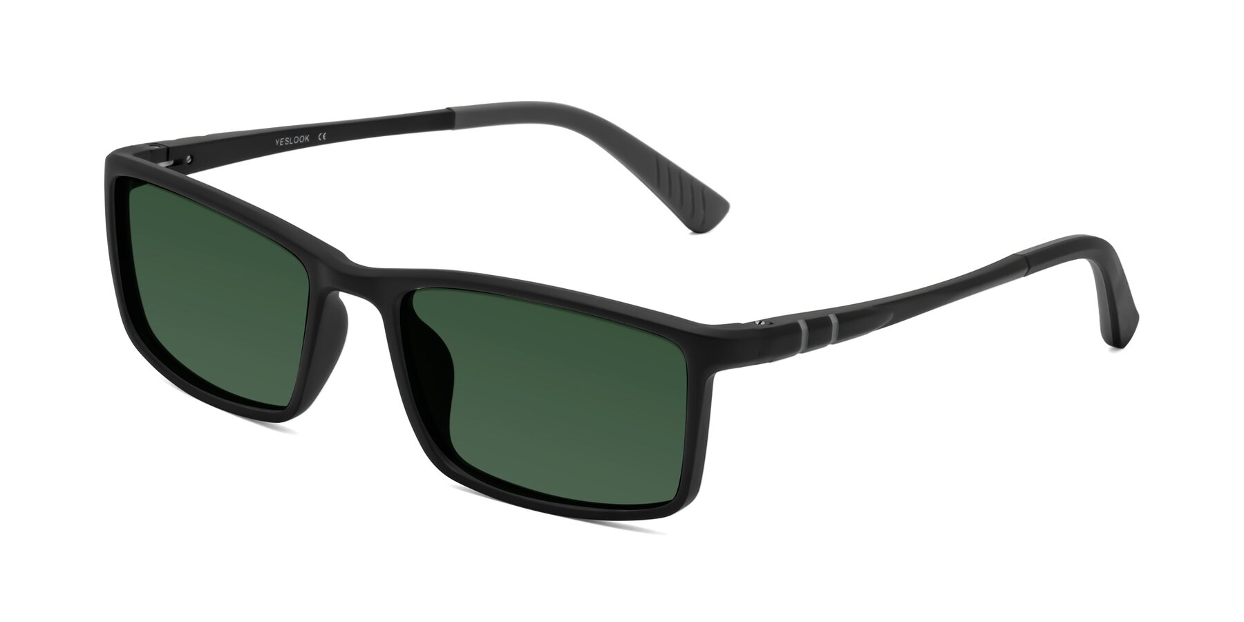 Angle of Kordii in Matte Black-Gray with Green Tinted Lenses