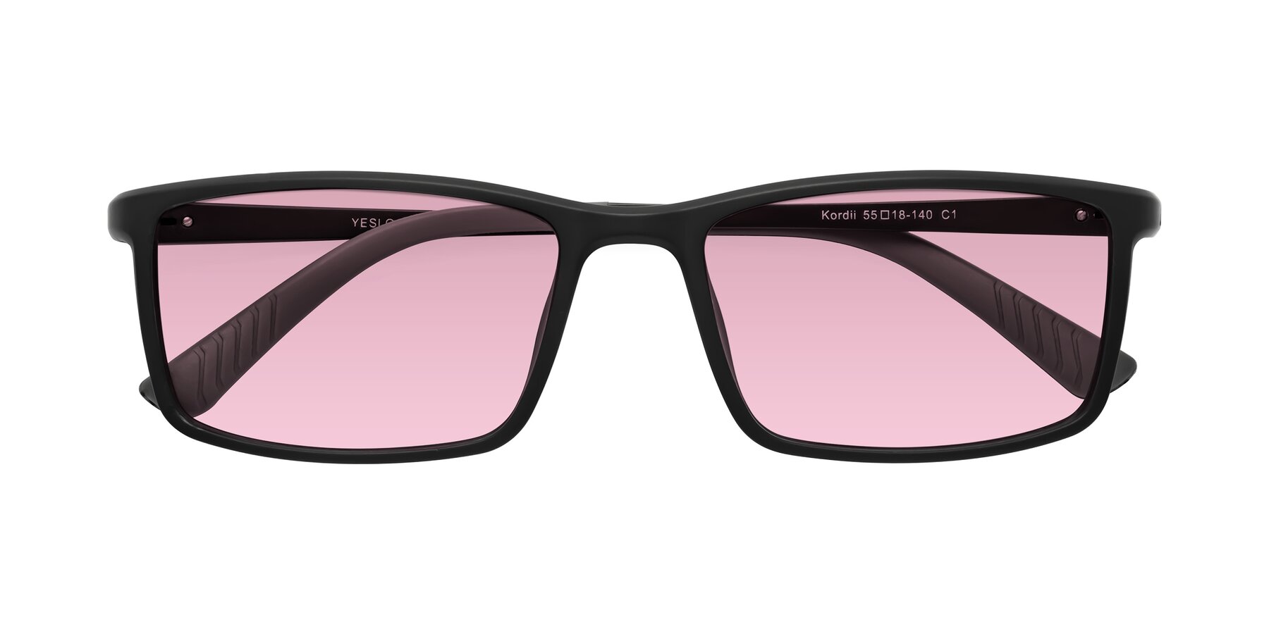 Folded Front of Kordii in Matte Black-Gray with Light Wine Tinted Lenses