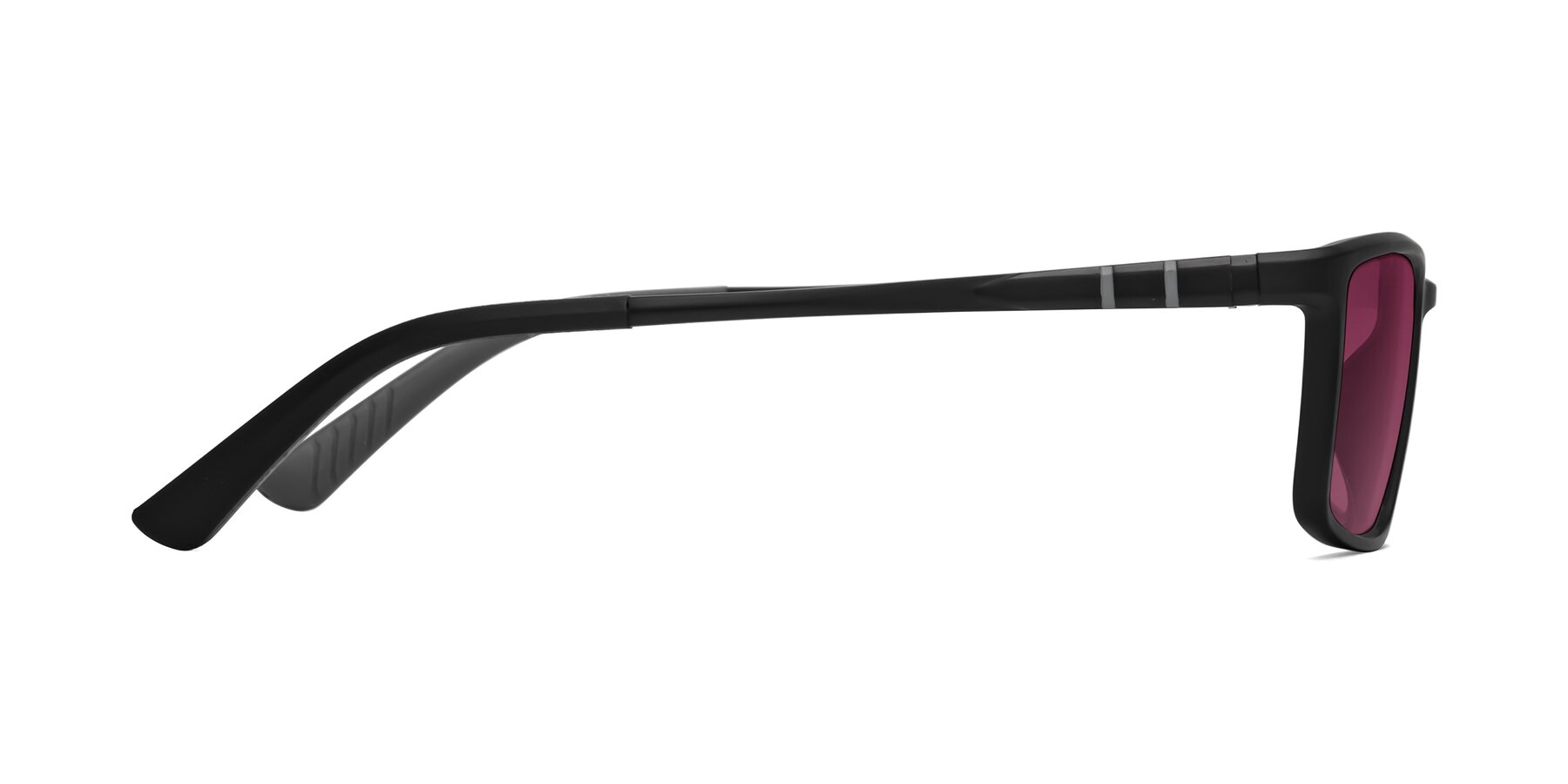 Side of Kordii in Matte Black-Gray with Wine Tinted Lenses