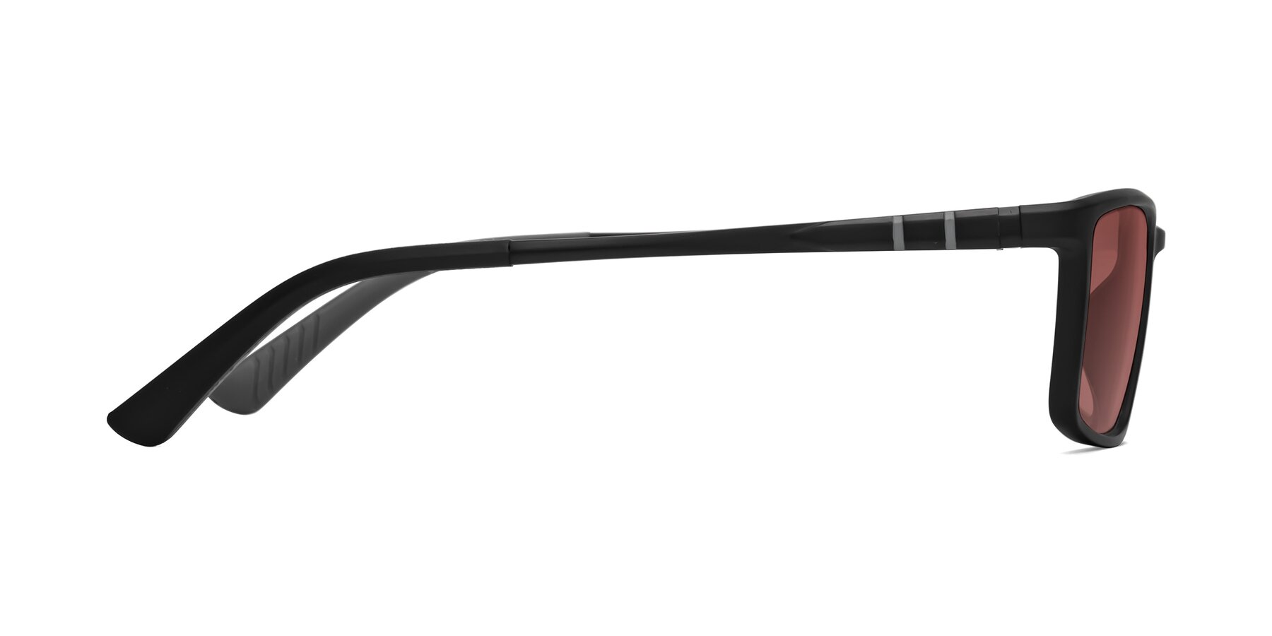 Side of Kordii in Matte Black-Gray with Garnet Tinted Lenses