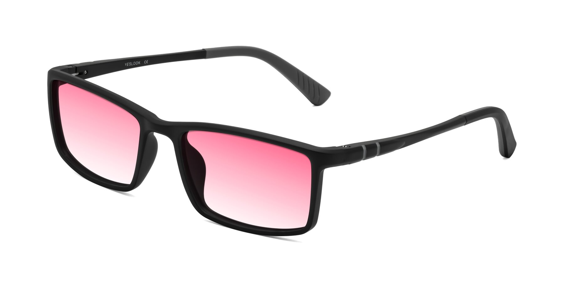 Angle of Kordii in Matte Black/Gray with Pink Gradient Lenses