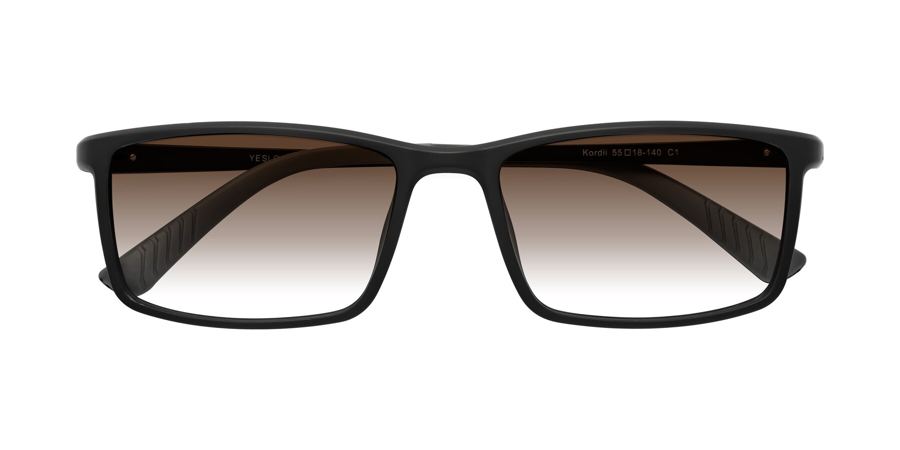 Folded Front of Kordii in Matte Black/Gray with Brown Gradient Lenses