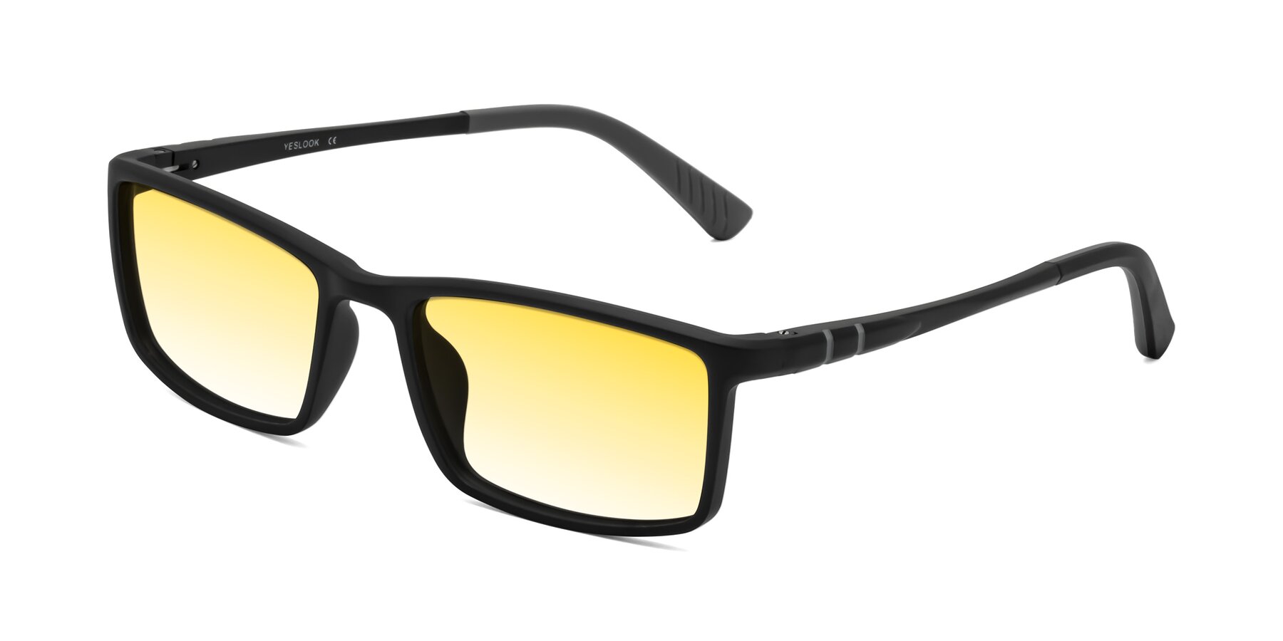 Angle of Kordii in Matte Black/Gray with Yellow Gradient Lenses