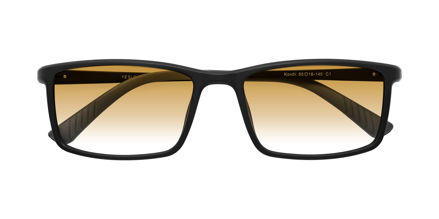 Folded Front of Kordii in Matte Black/Gray with Champagne Gradient Lenses