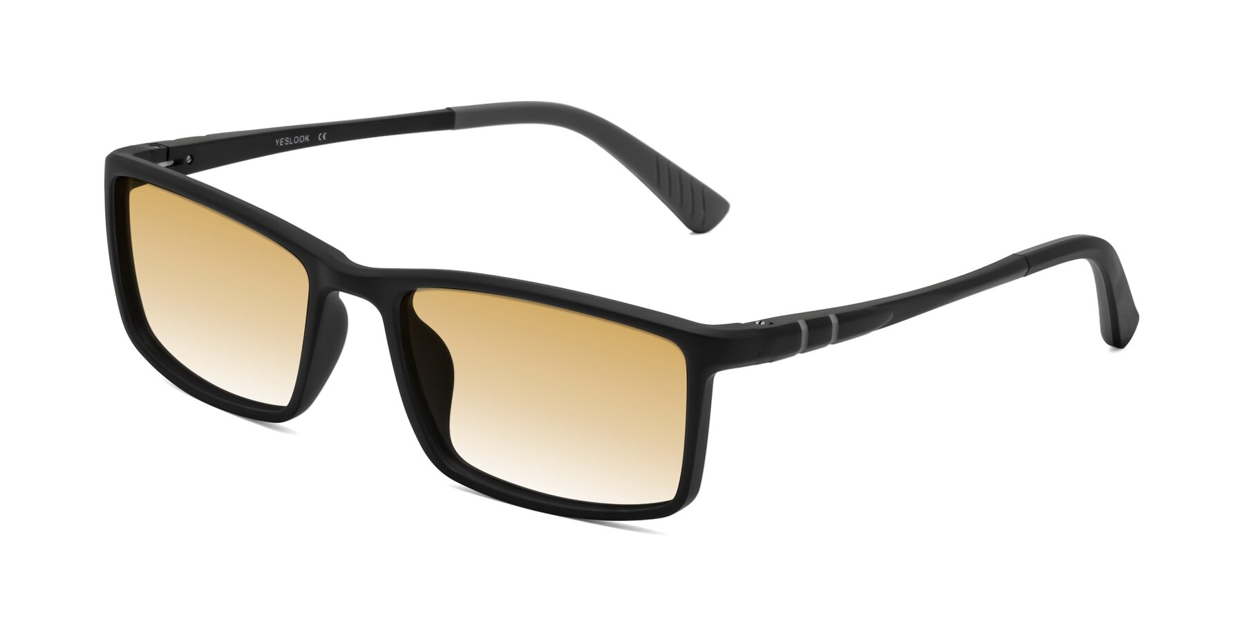 Angle of Kordii in Matte Black/Gray with Champagne Gradient Lenses