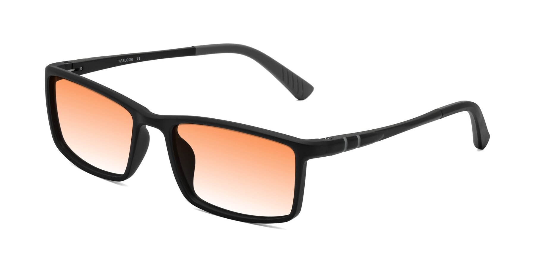 Angle of Kordii in Matte Black/Gray with Orange Gradient Lenses