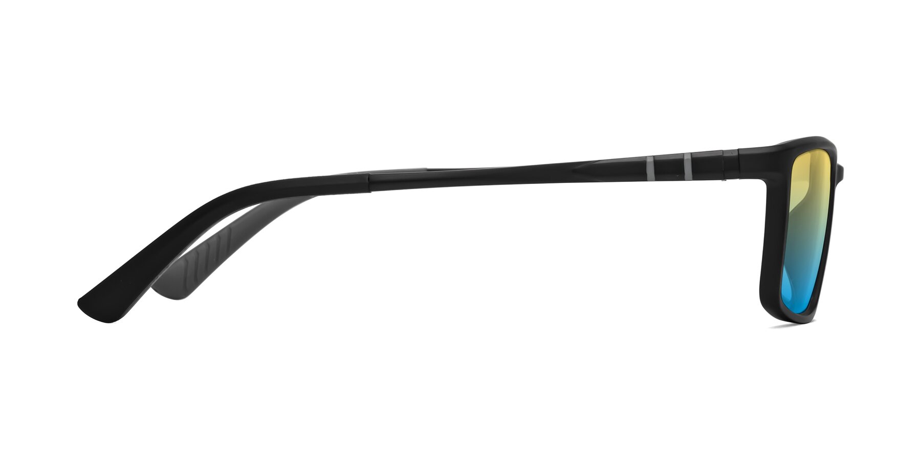 Side of Kordii in Matte Black/Gray with Yellow / Blue Gradient Lenses