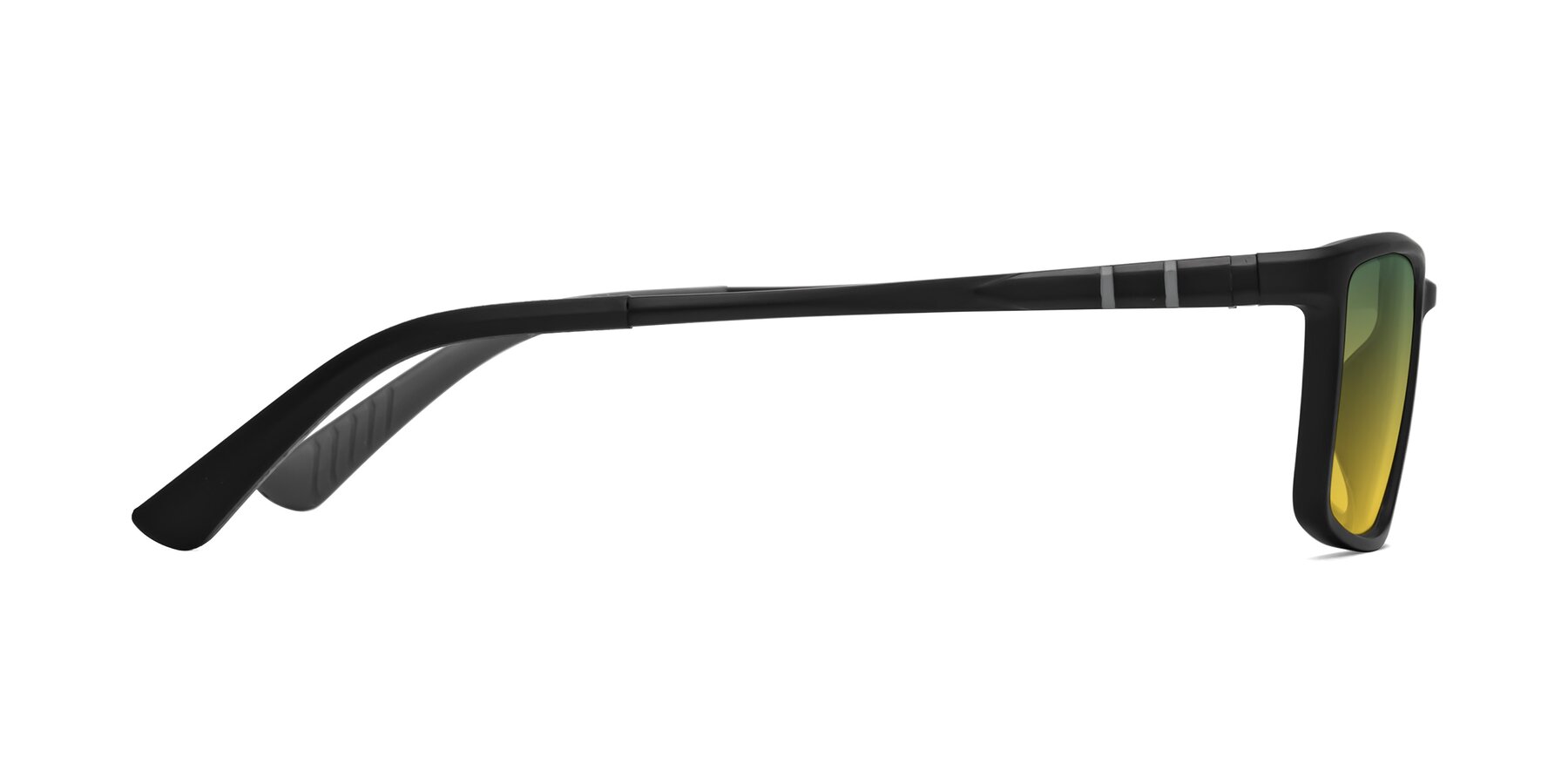Side of Kordii in Matte Black/Gray with Green / Yellow Gradient Lenses