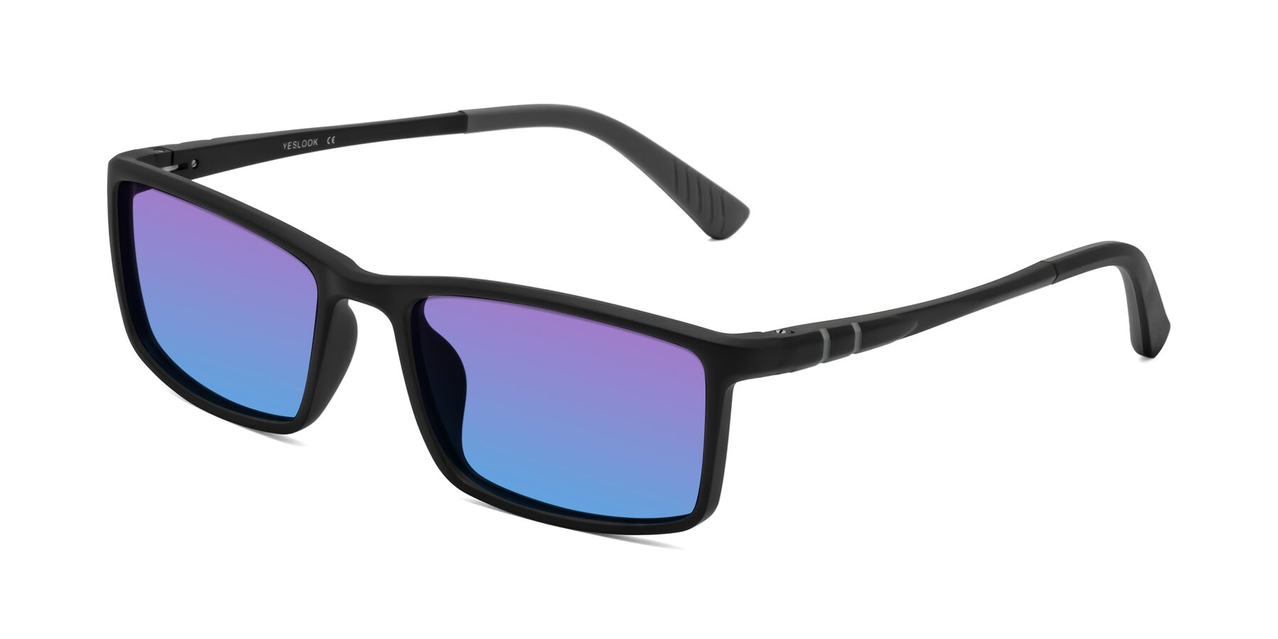 Angle of Kordii in Matte Black/Gray with Purple / Blue Gradient Lenses