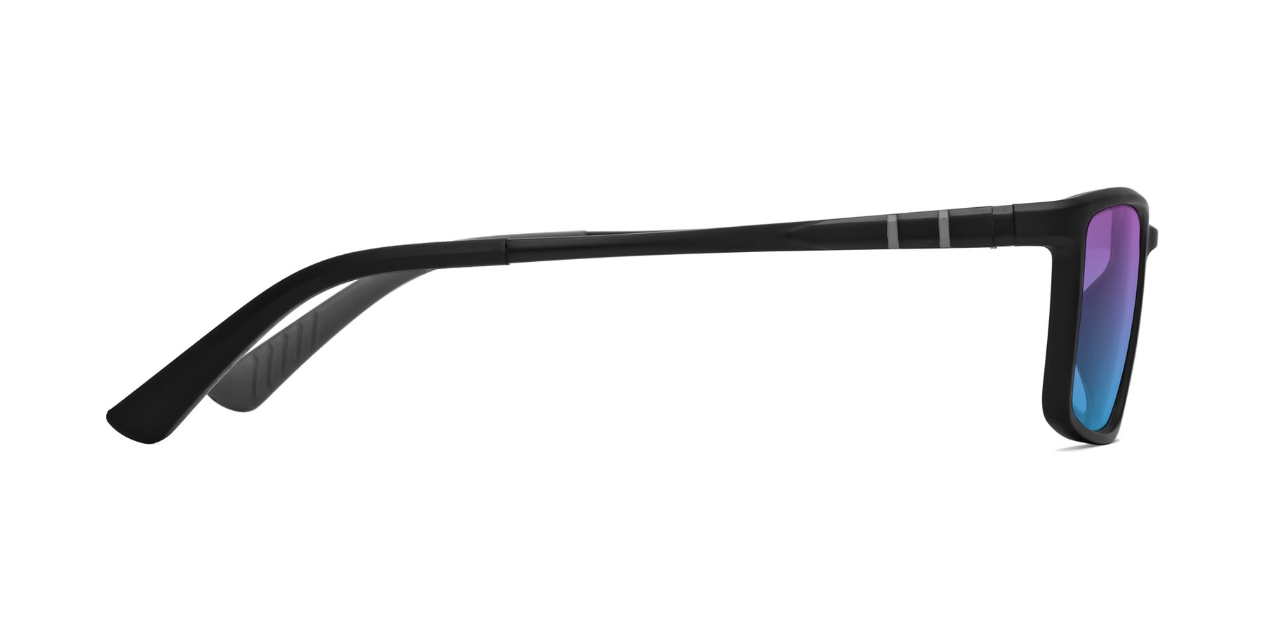Side of Kordii in Matte Black/Gray with Purple / Blue Gradient Lenses