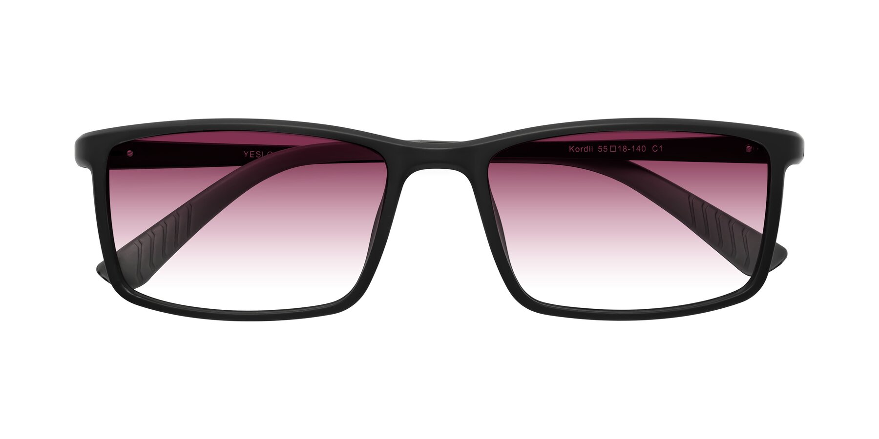 Folded Front of Kordii in Matte Black/Gray with Wine Gradient Lenses