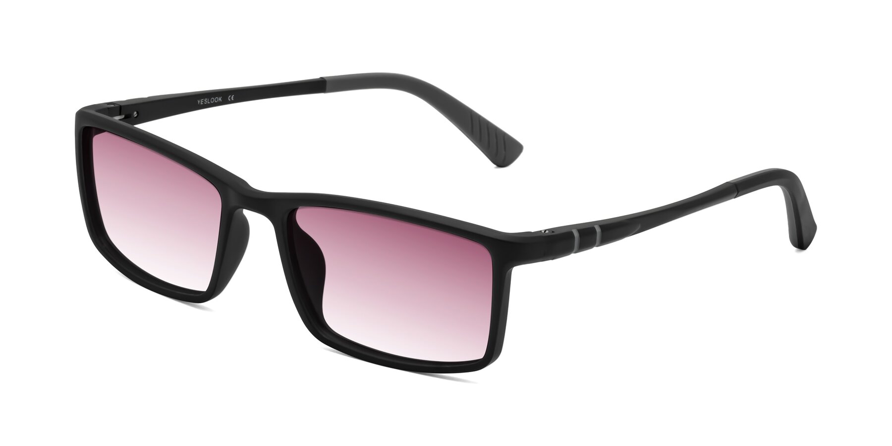 Angle of Kordii in Matte Black/Gray with Wine Gradient Lenses