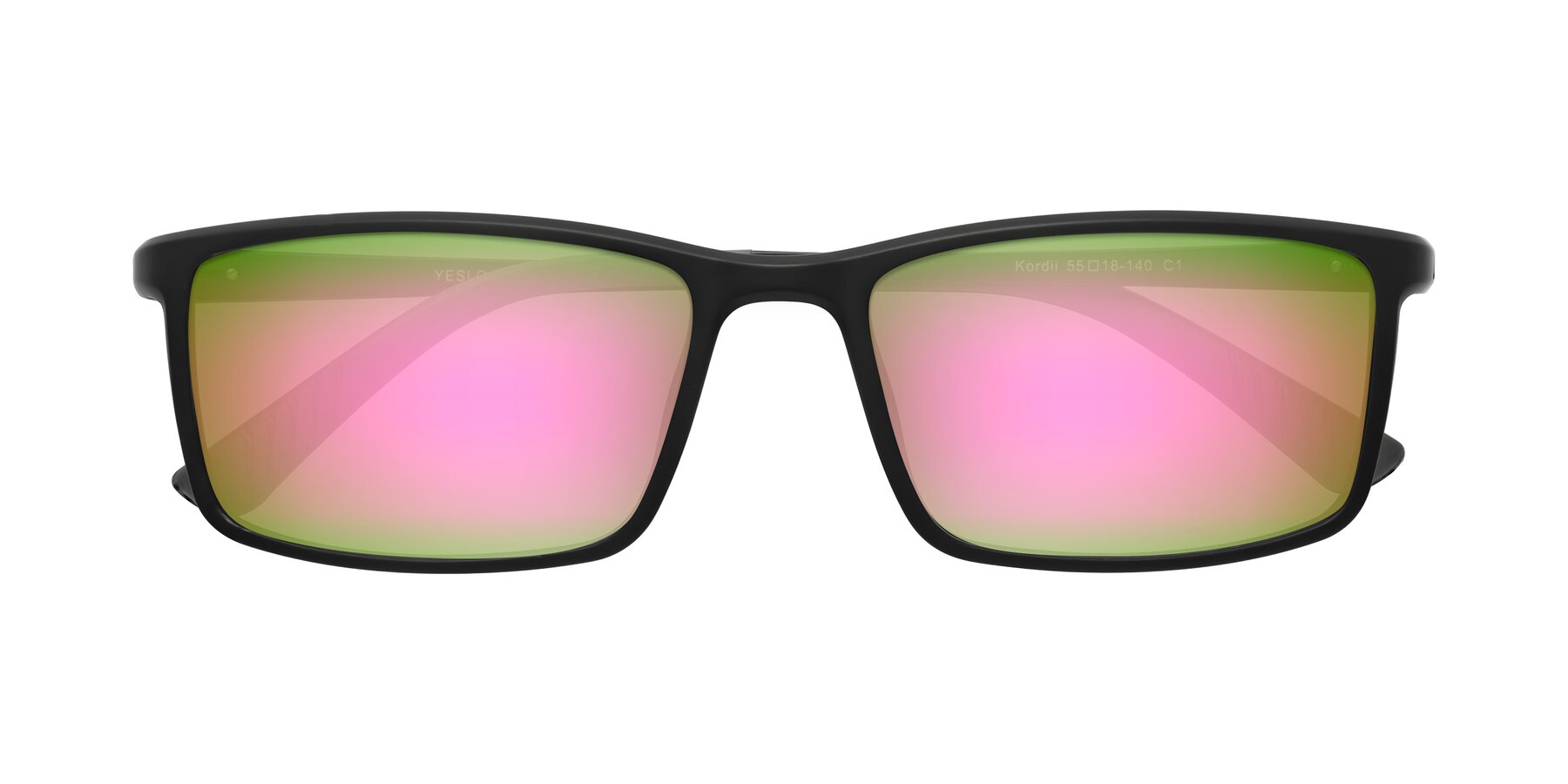 Folded Front of Kordii in Matte Black/Gray with Pink Mirrored Lenses