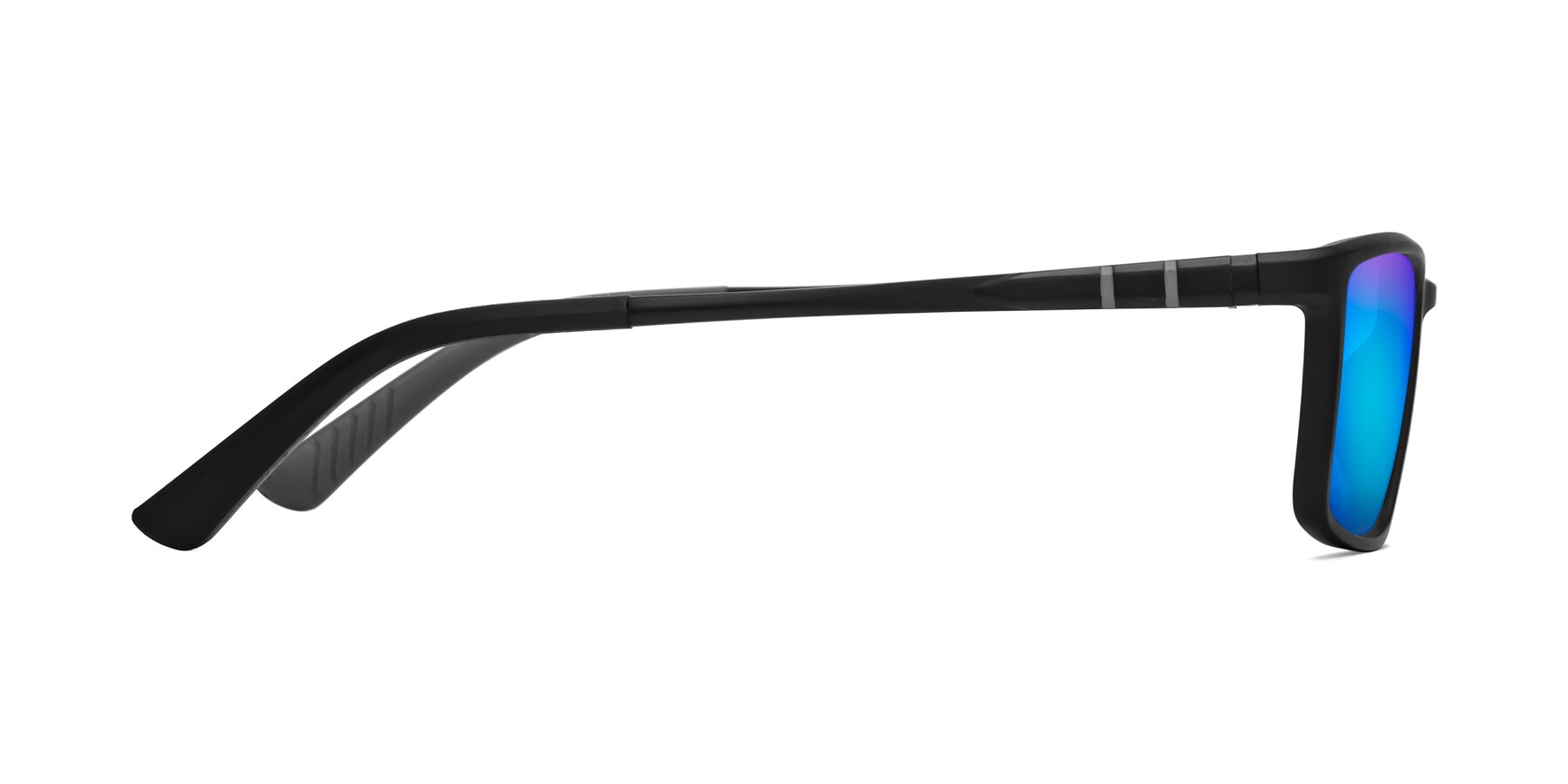 Side of Kordii in Matte Black-Gray with Blue Mirrored Lenses