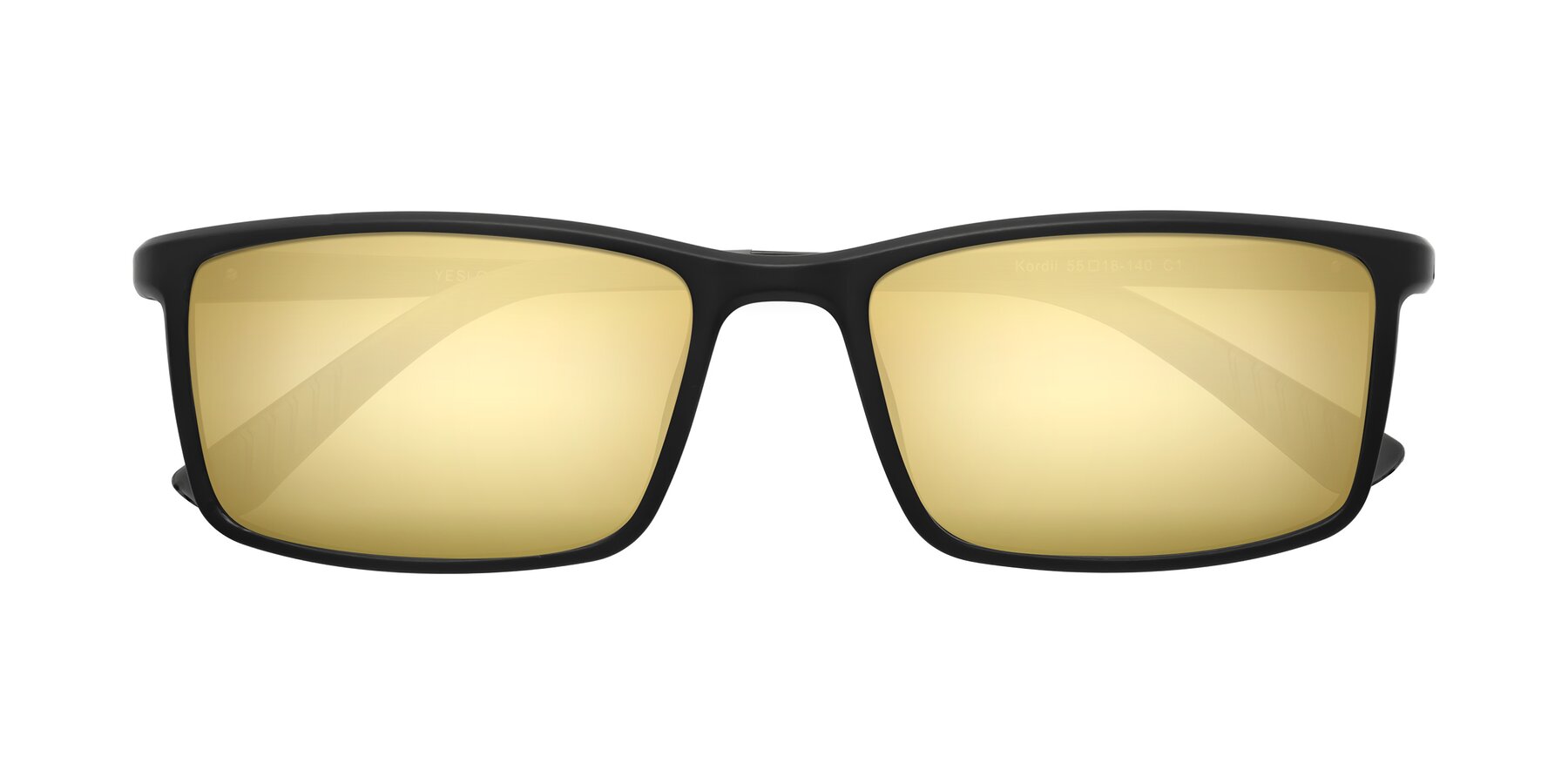 Folded Front of Kordii in Matte Black/Gray with Gold Mirrored Lenses