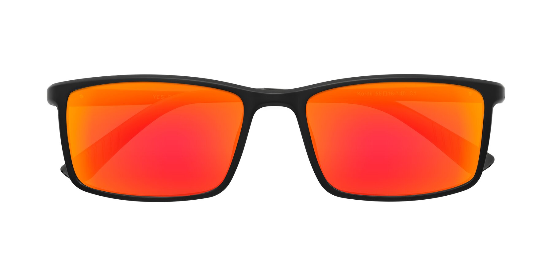 Folded Front of Kordii in Matte Black/Gray with Red Gold Mirrored Lenses