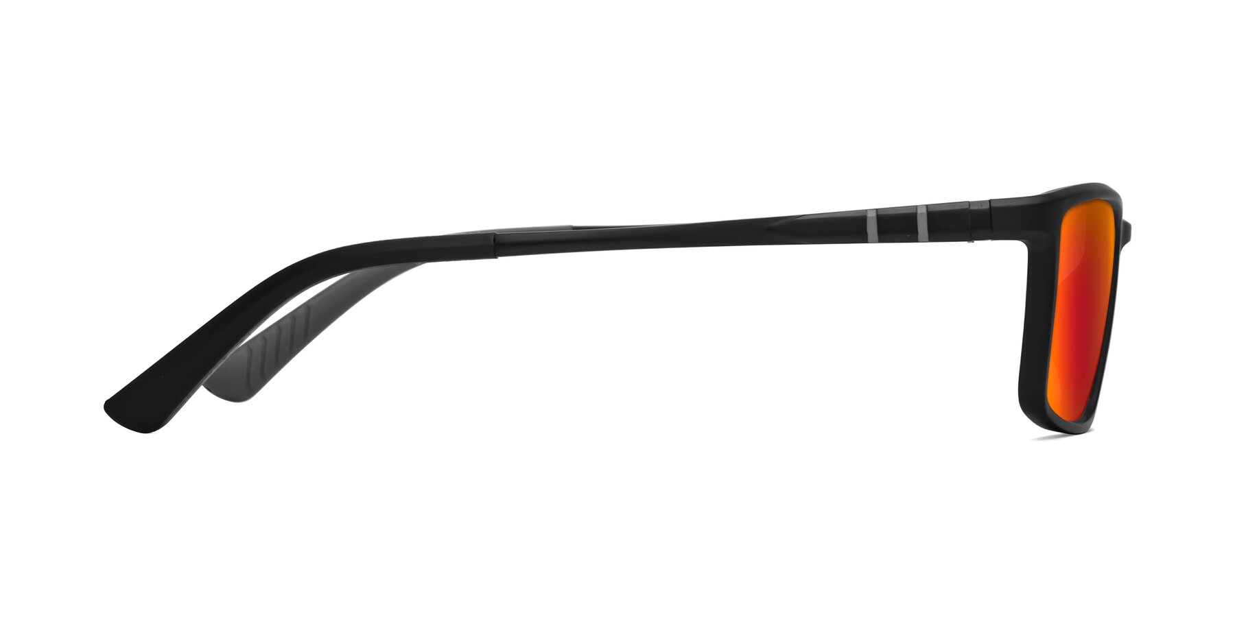Side of Kordii in Matte Black/Gray with Red Gold Mirrored Lenses
