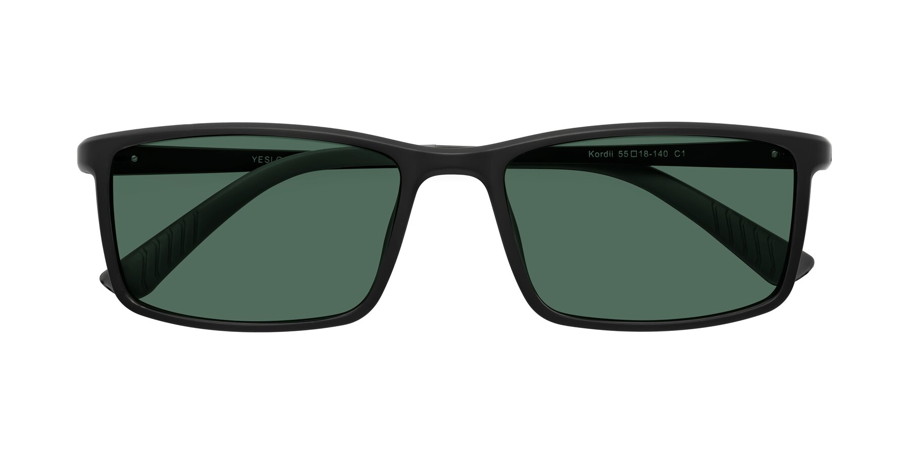 Folded Front of Kordii in Matte Black-Gray with Green Polarized Lenses