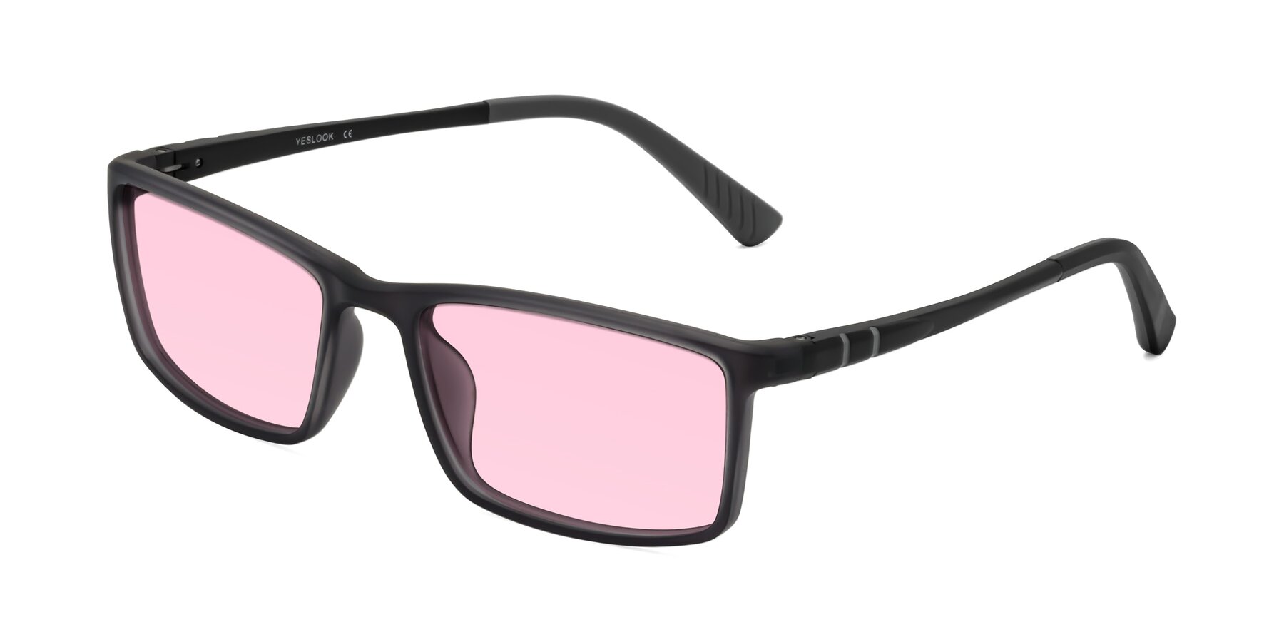 Angle of Kordii in Matte Gray with Light Pink Tinted Lenses