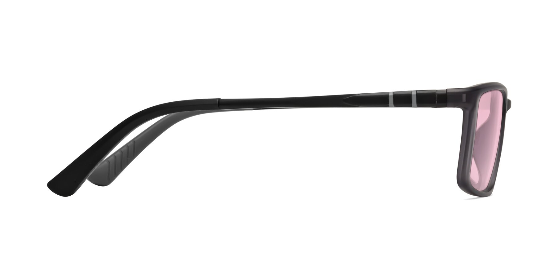 Side of Kordii in Matte Gray with Light Pink Tinted Lenses