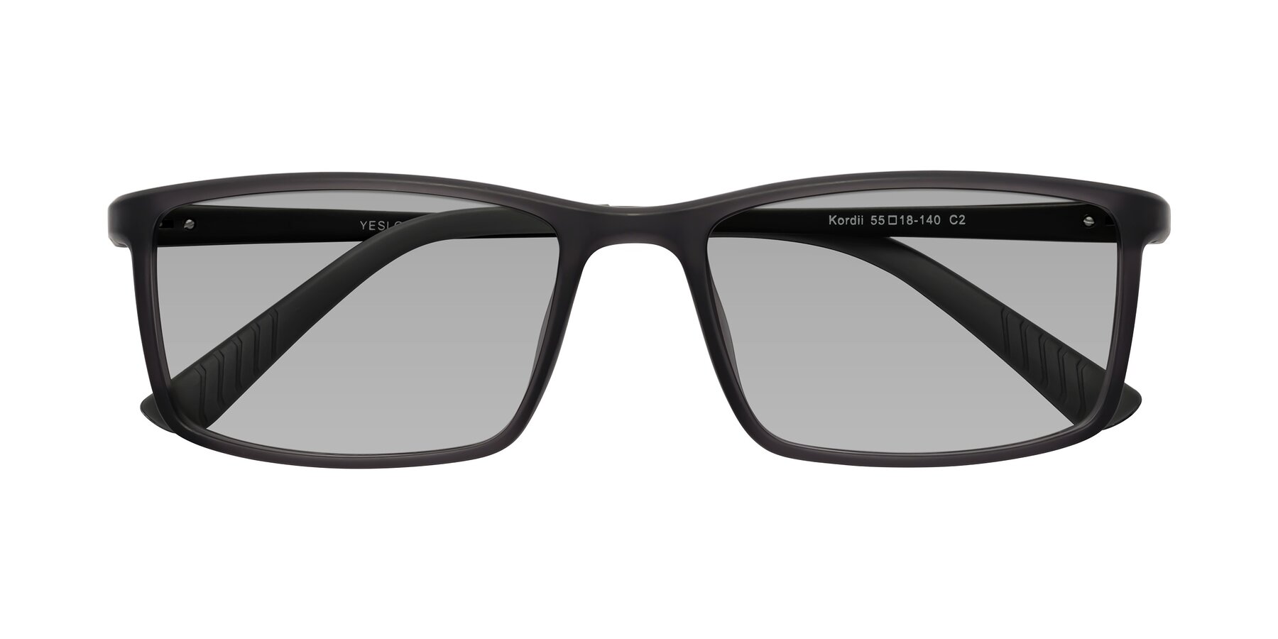 Folded Front of Kordii in Matte Gray with Light Gray Tinted Lenses