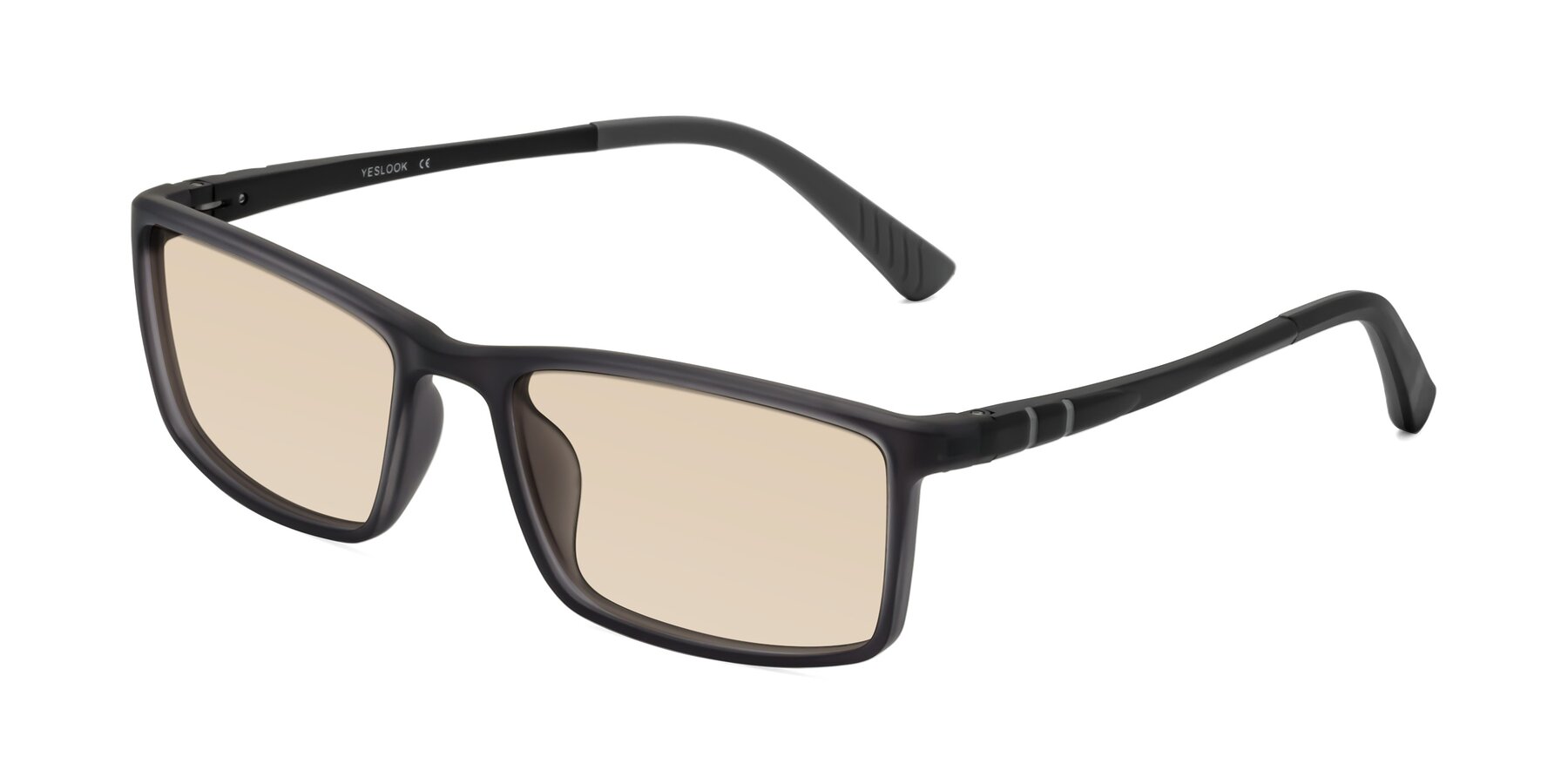 Angle of Kordii in Matte Gray with Light Brown Tinted Lenses