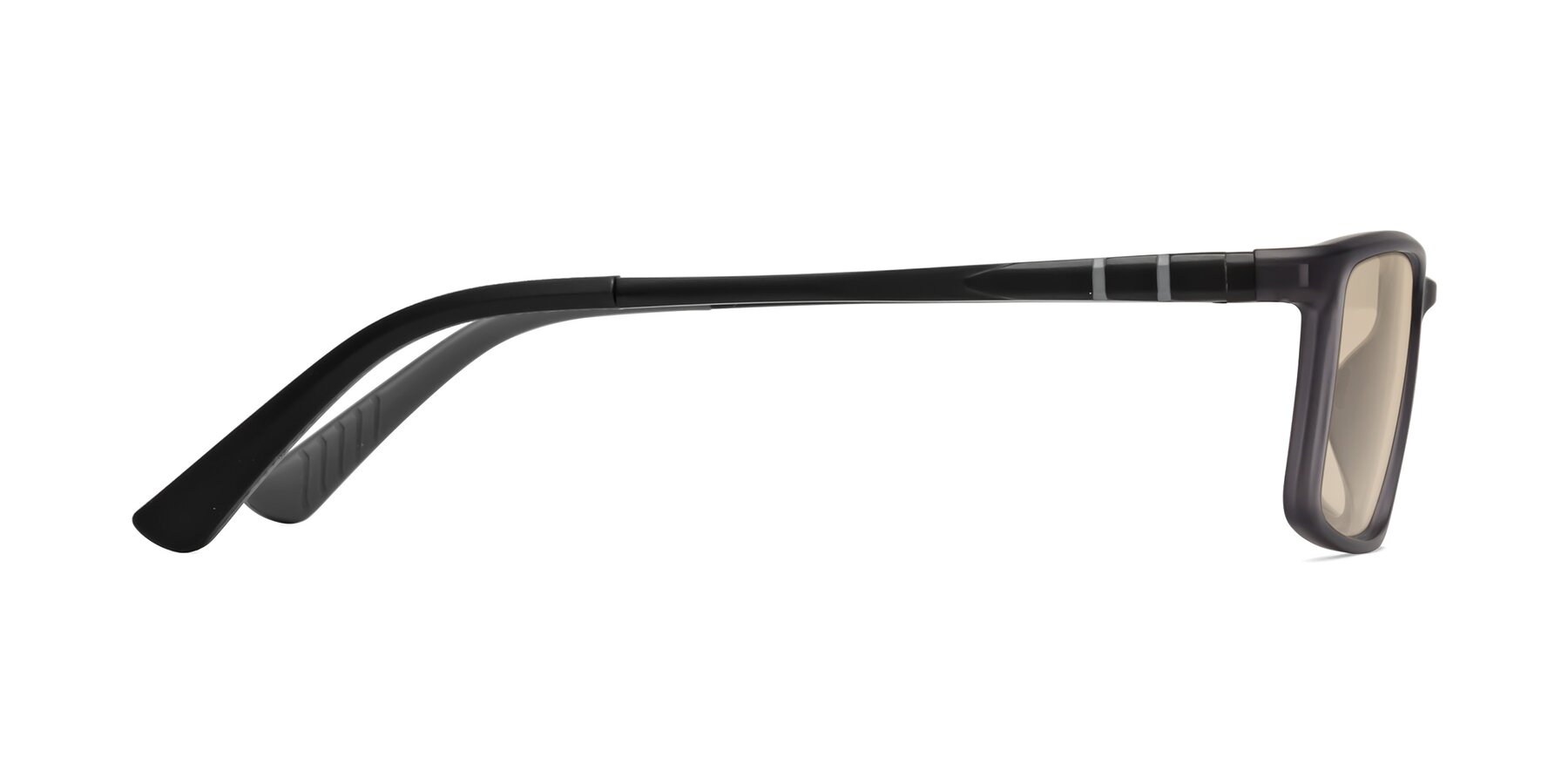 Side of Kordii in Matte Gray with Light Brown Tinted Lenses