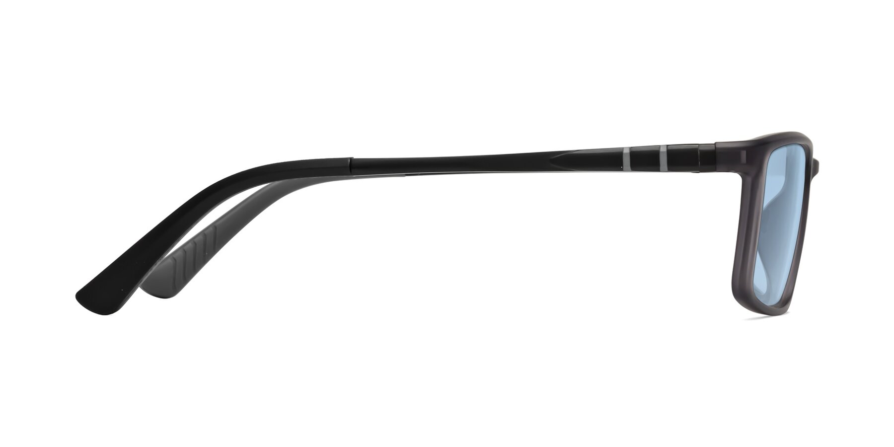 Side of Kordii in Matte Gray with Light Blue Tinted Lenses
