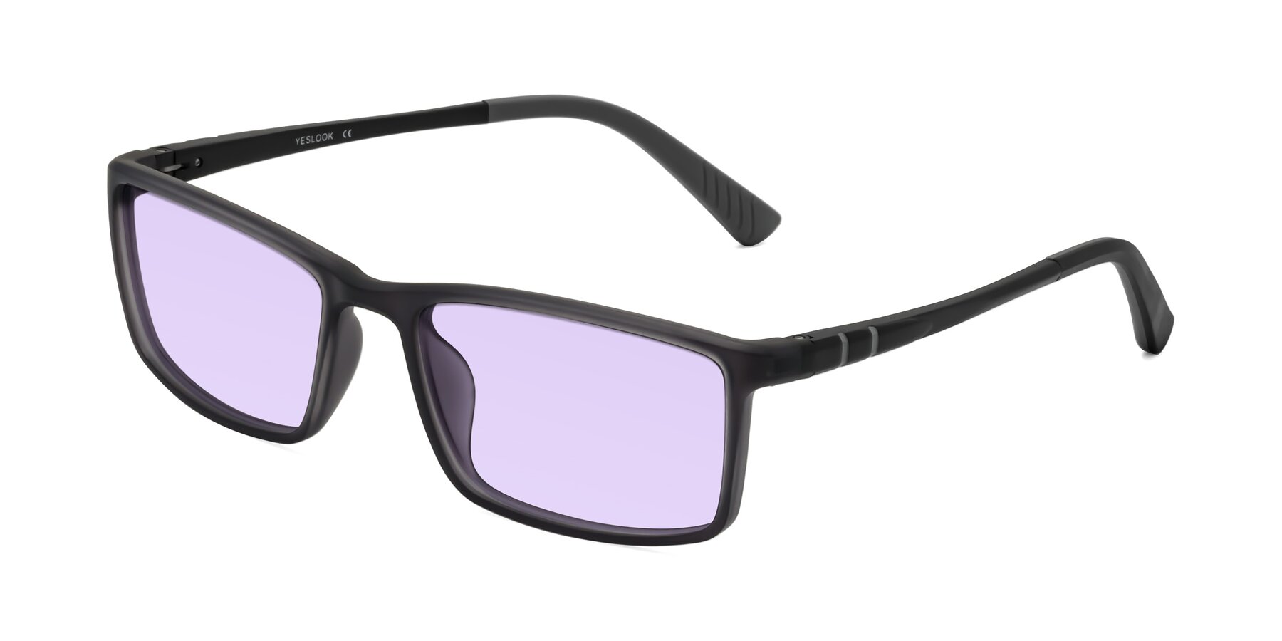 Angle of Kordii in Matte Gray with Light Purple Tinted Lenses