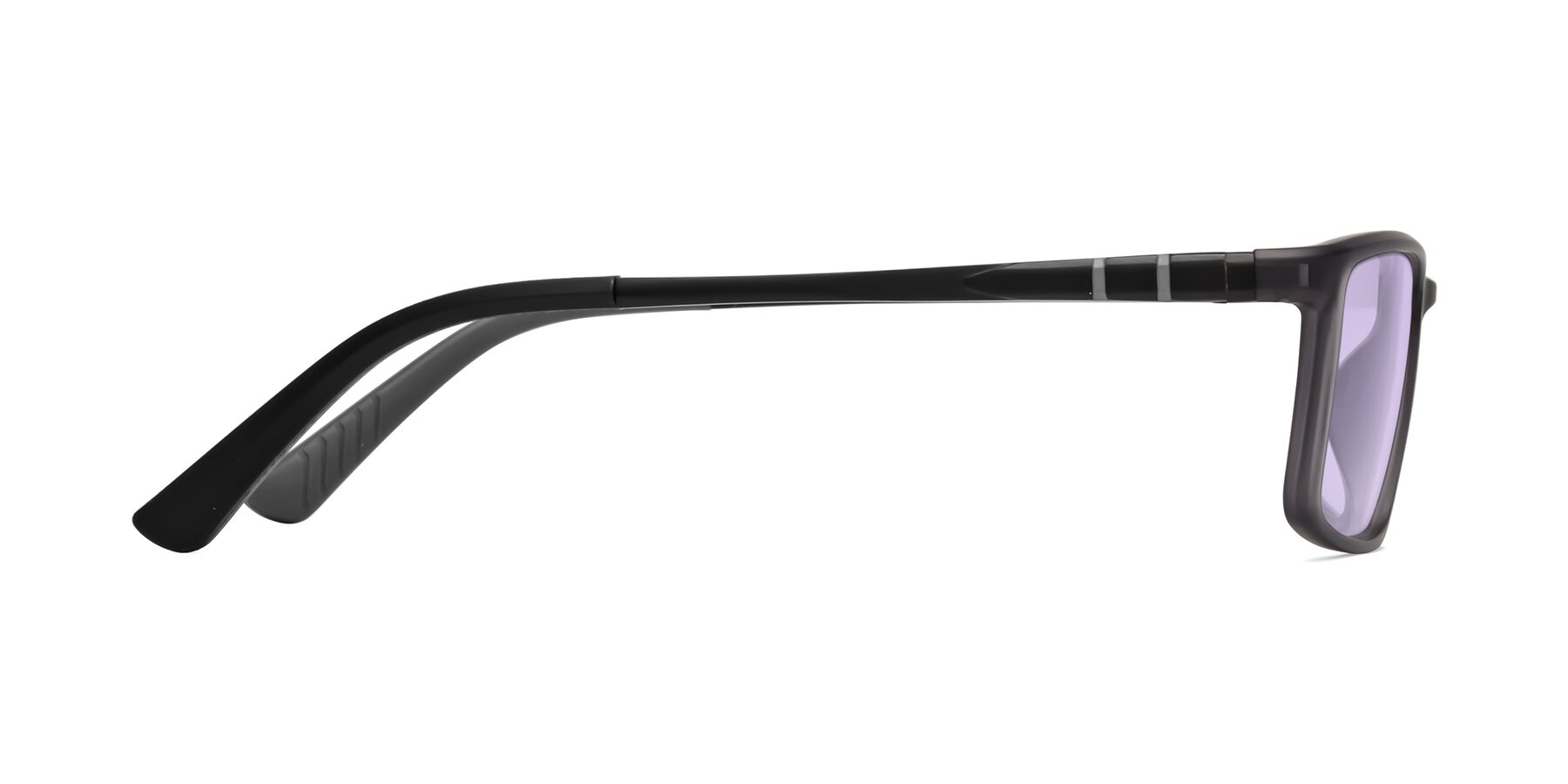 Side of Kordii in Matte Gray with Light Purple Tinted Lenses