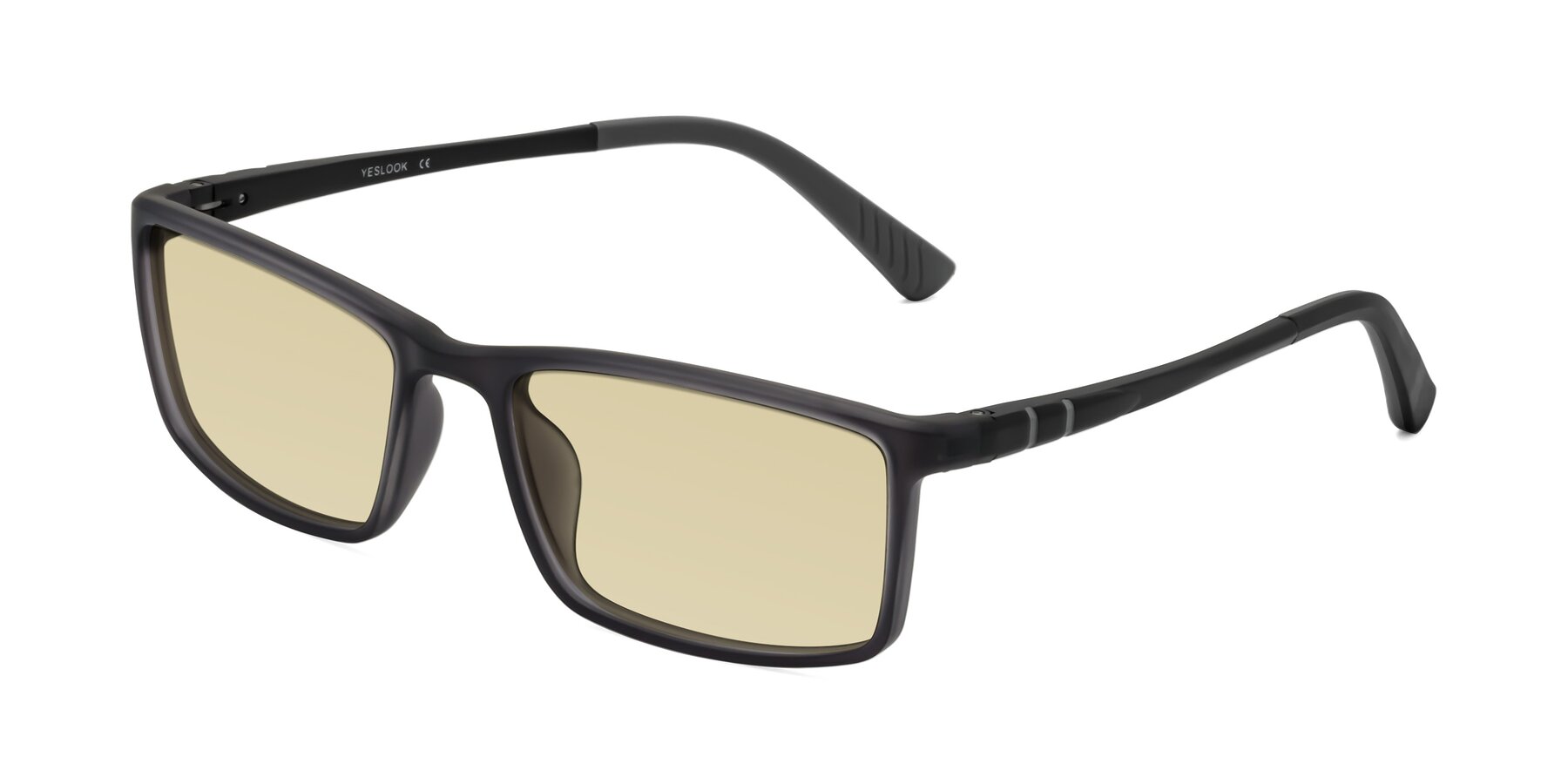 Angle of Kordii in Matte Gray with Light Champagne Tinted Lenses