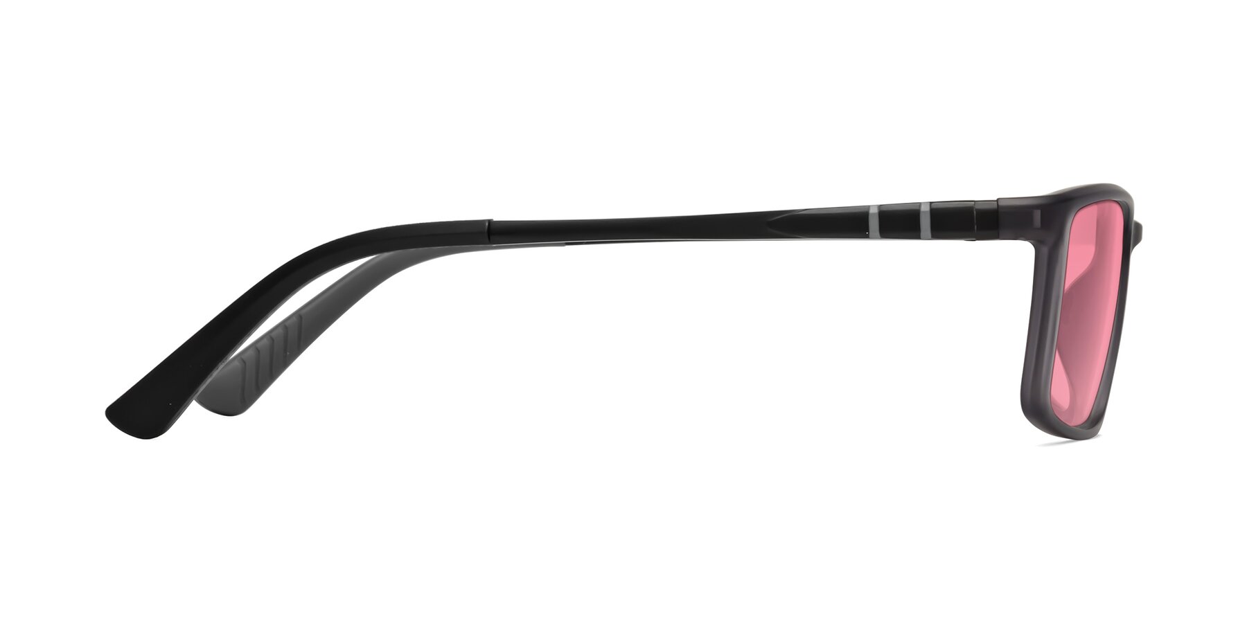 Side of Kordii in Matte Gray with Pink Tinted Lenses