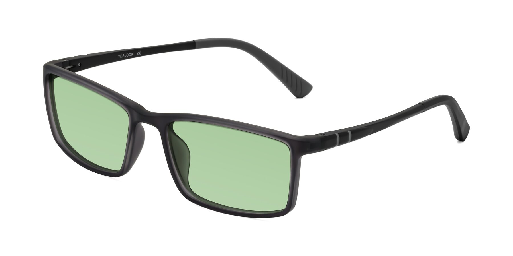 Angle of Kordii in Matte Gray with Medium Green Tinted Lenses