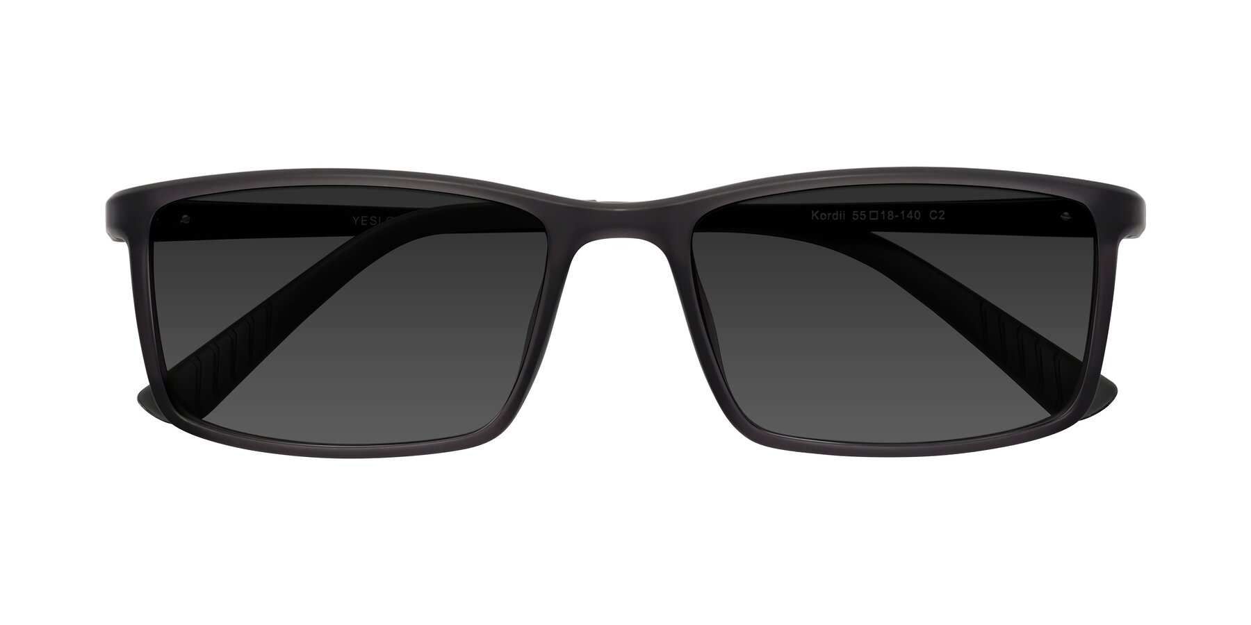 Folded Front of Kordii in Matte Gray with Gray Tinted Lenses